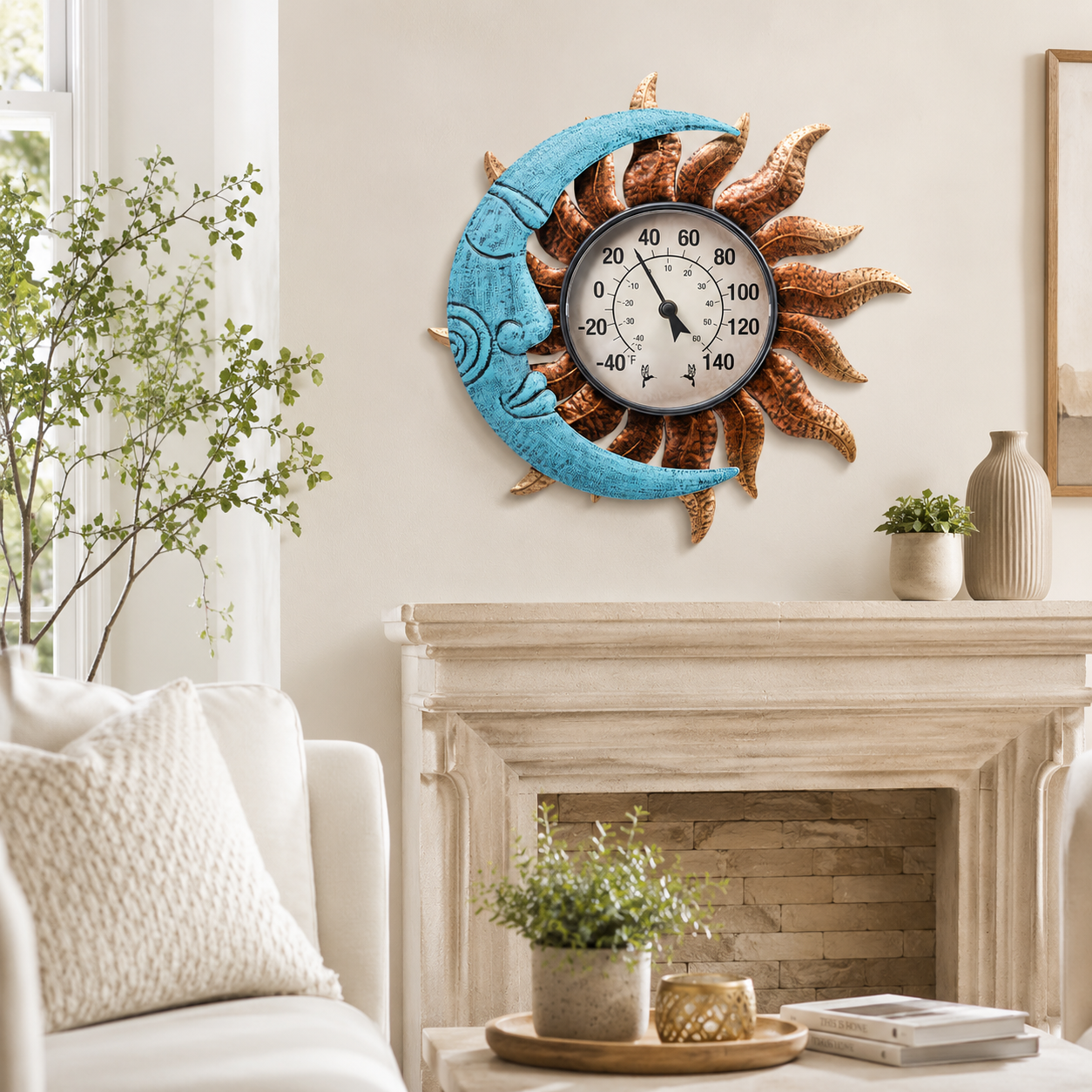 Sun & Moon Outdoor Thermometer with Backlight