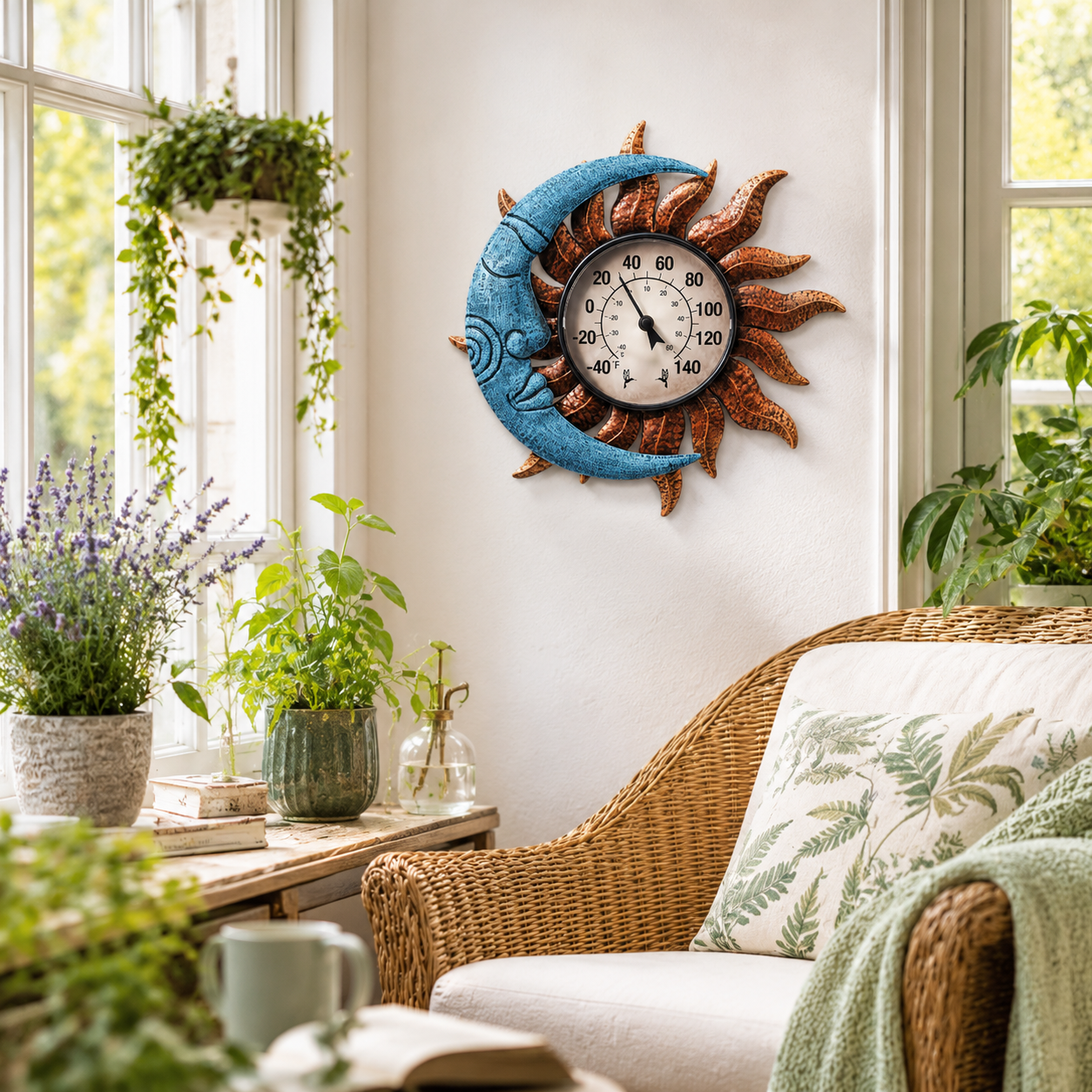 Sun & Moon Outdoor Thermometer with Backlight