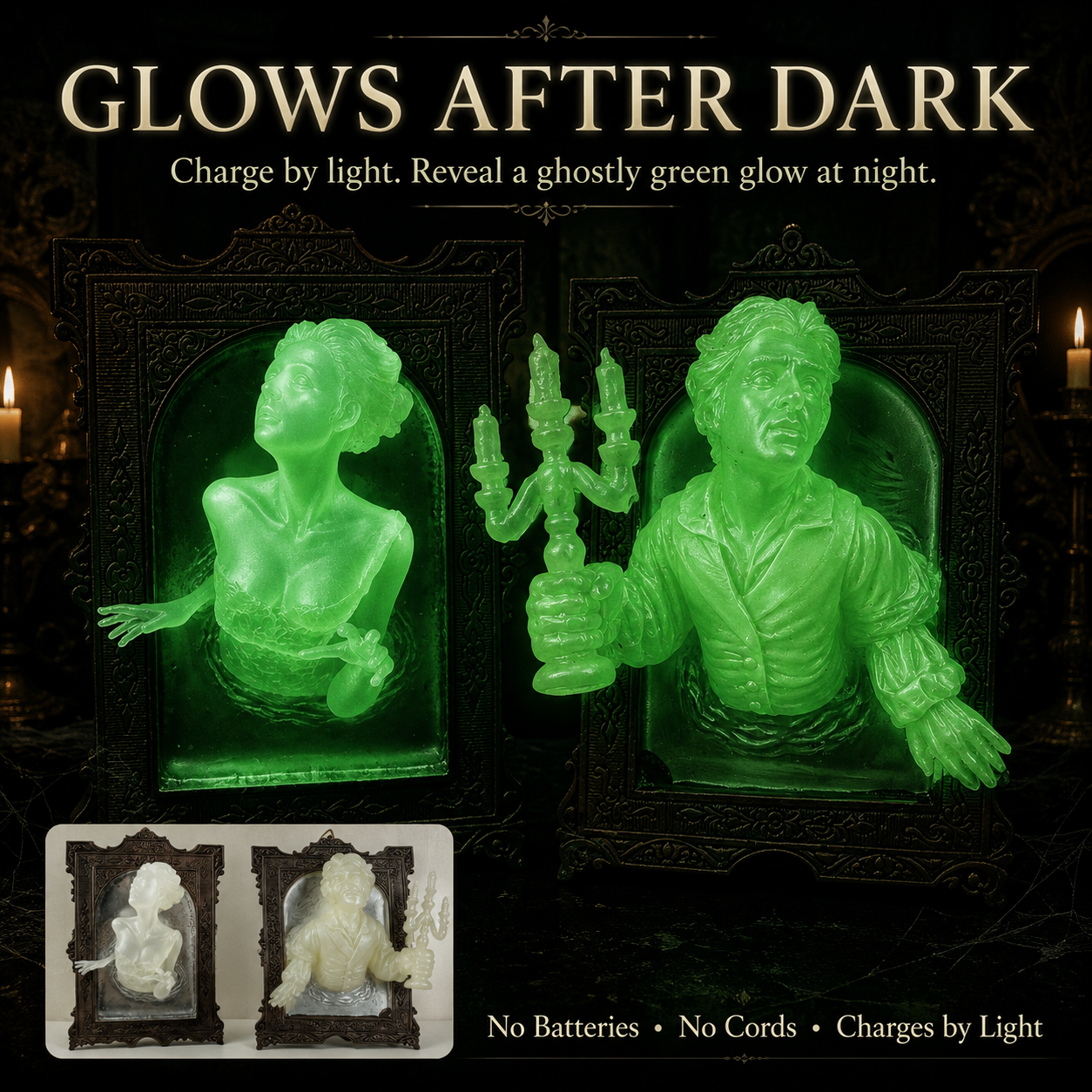 Glow-in-the-Dark Haunted Portrait – Gothic Wall Decor
