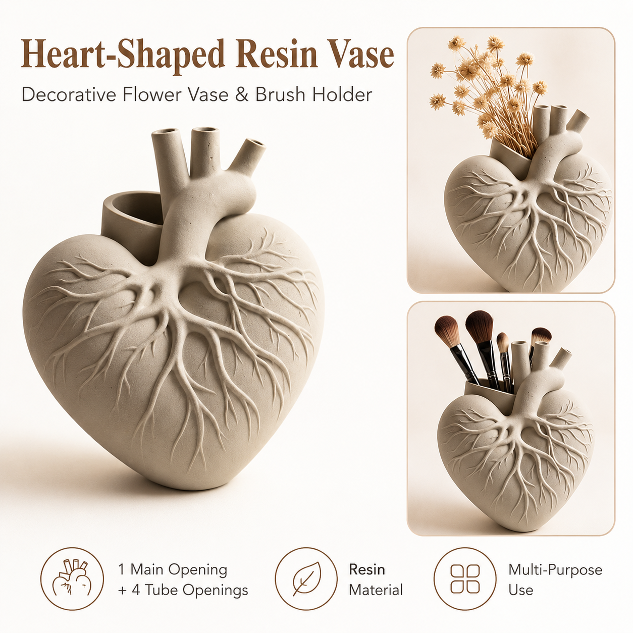 Heart-Shaped Resin Vase