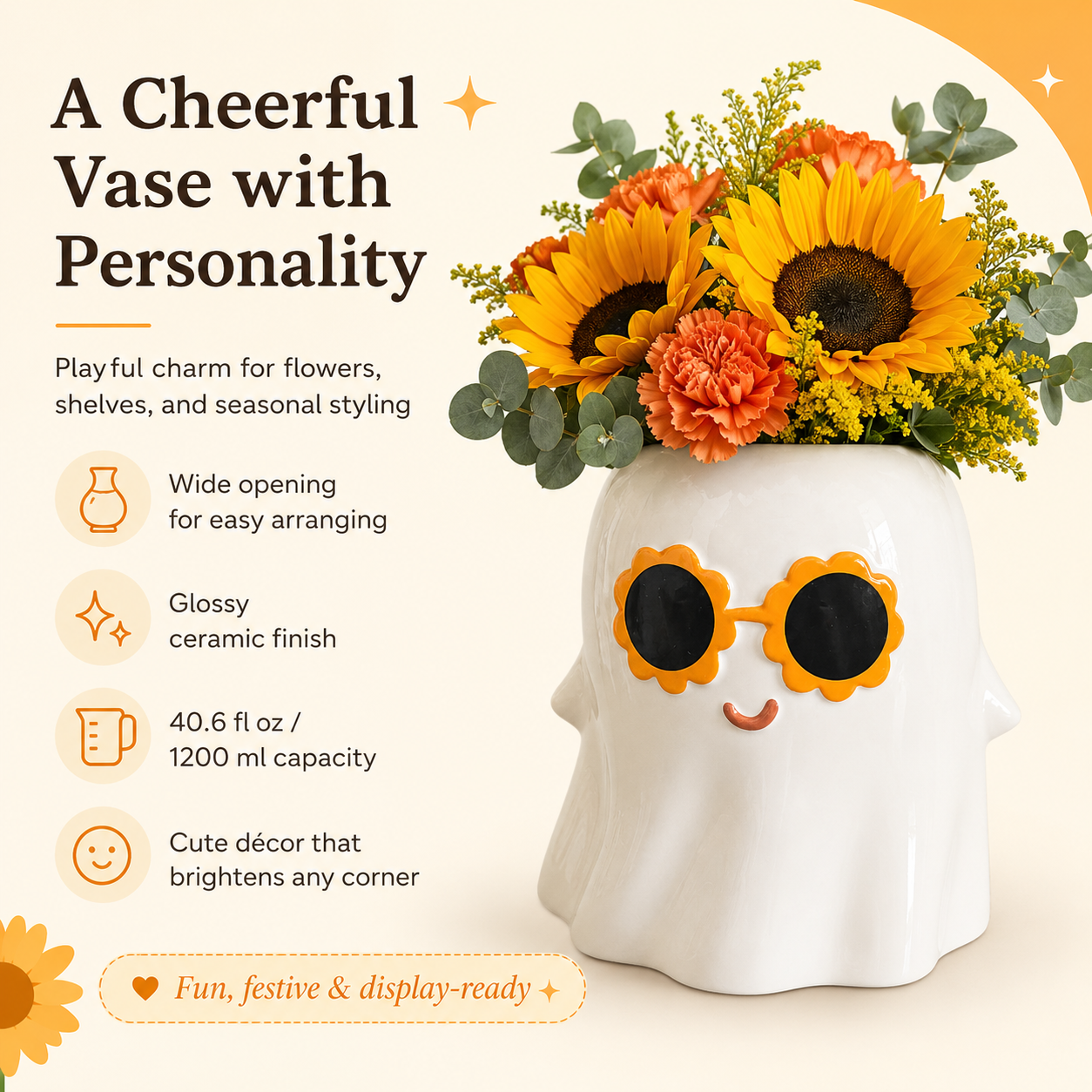 Sunflower Sunglasses Ghost Vase