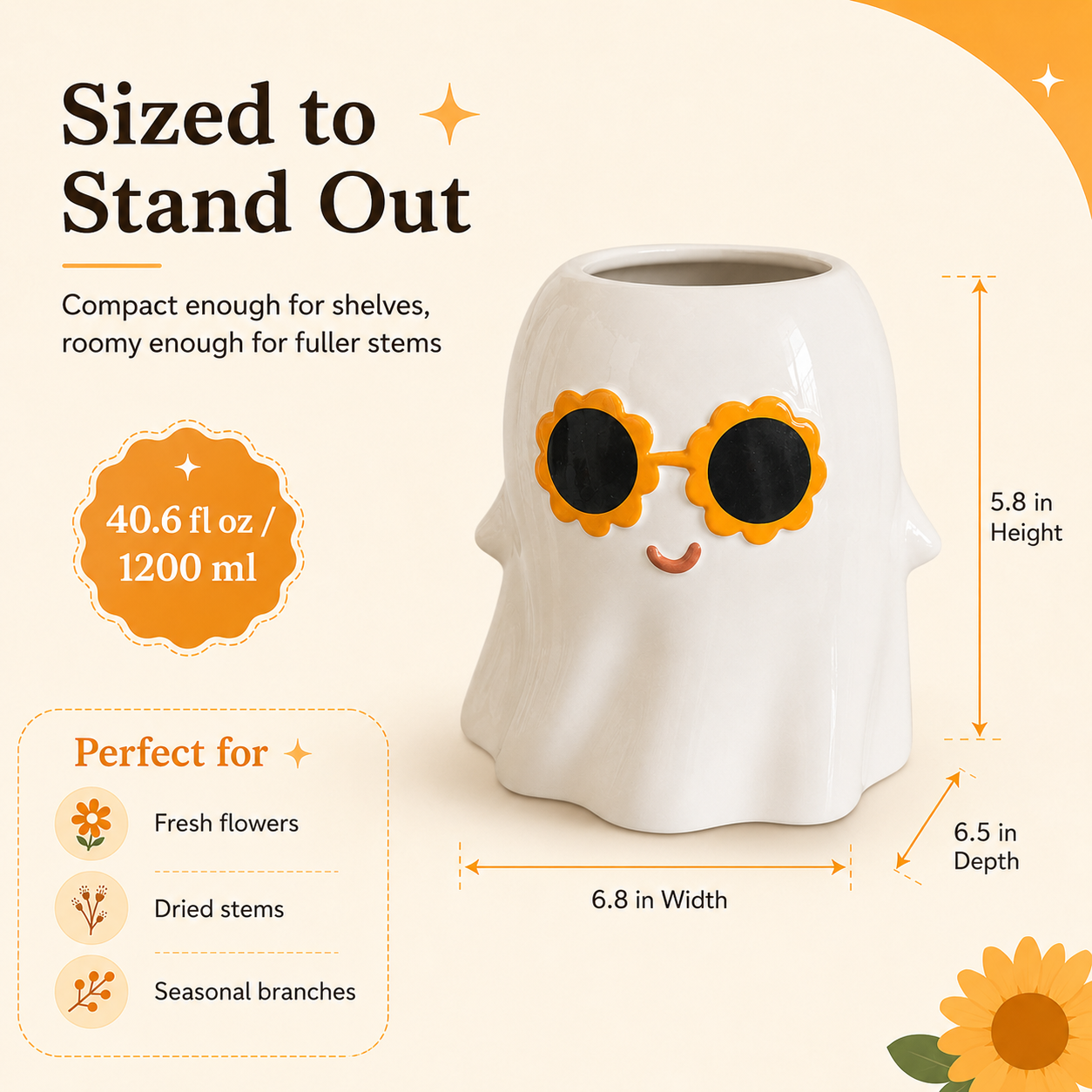 Sunflower Sunglasses Ghost Vase