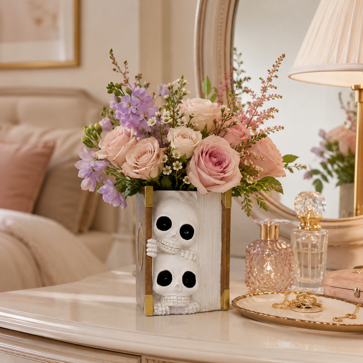 Peekaboo Skull Book Vase