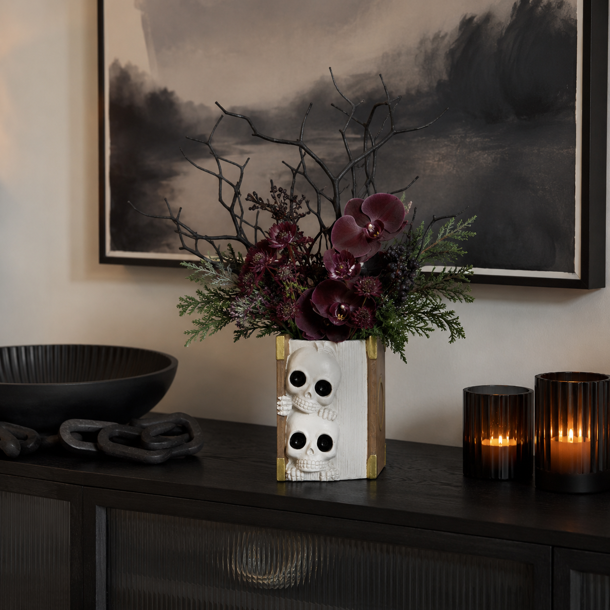 Peekaboo Skull Book Vase