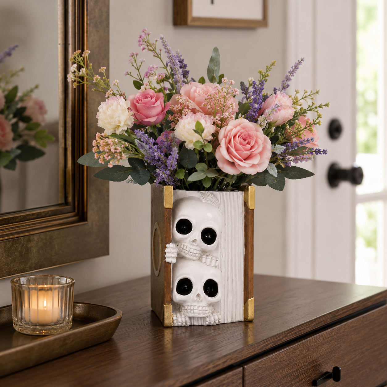 Peekaboo Skull Book Vase