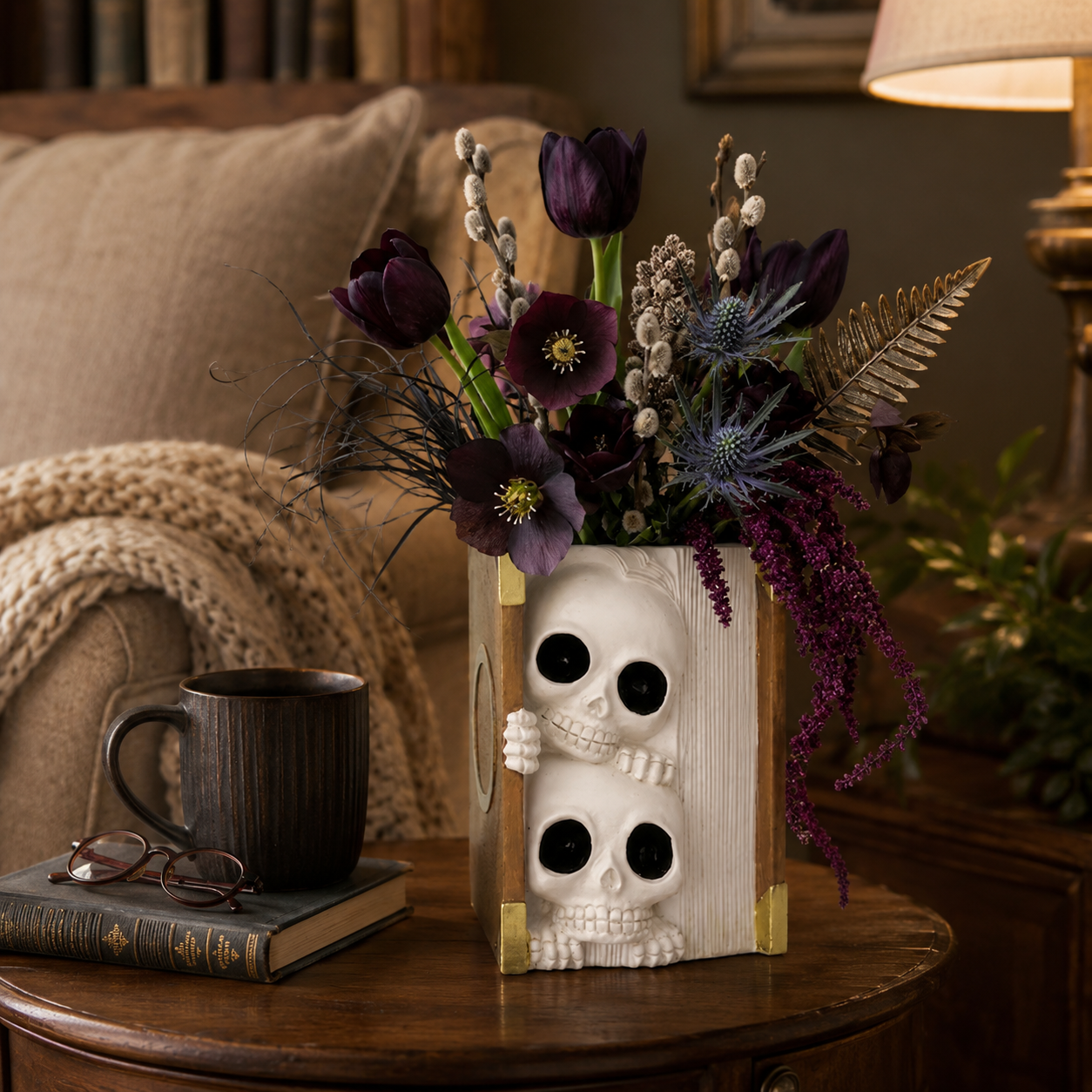 Peekaboo Skull Book Vase