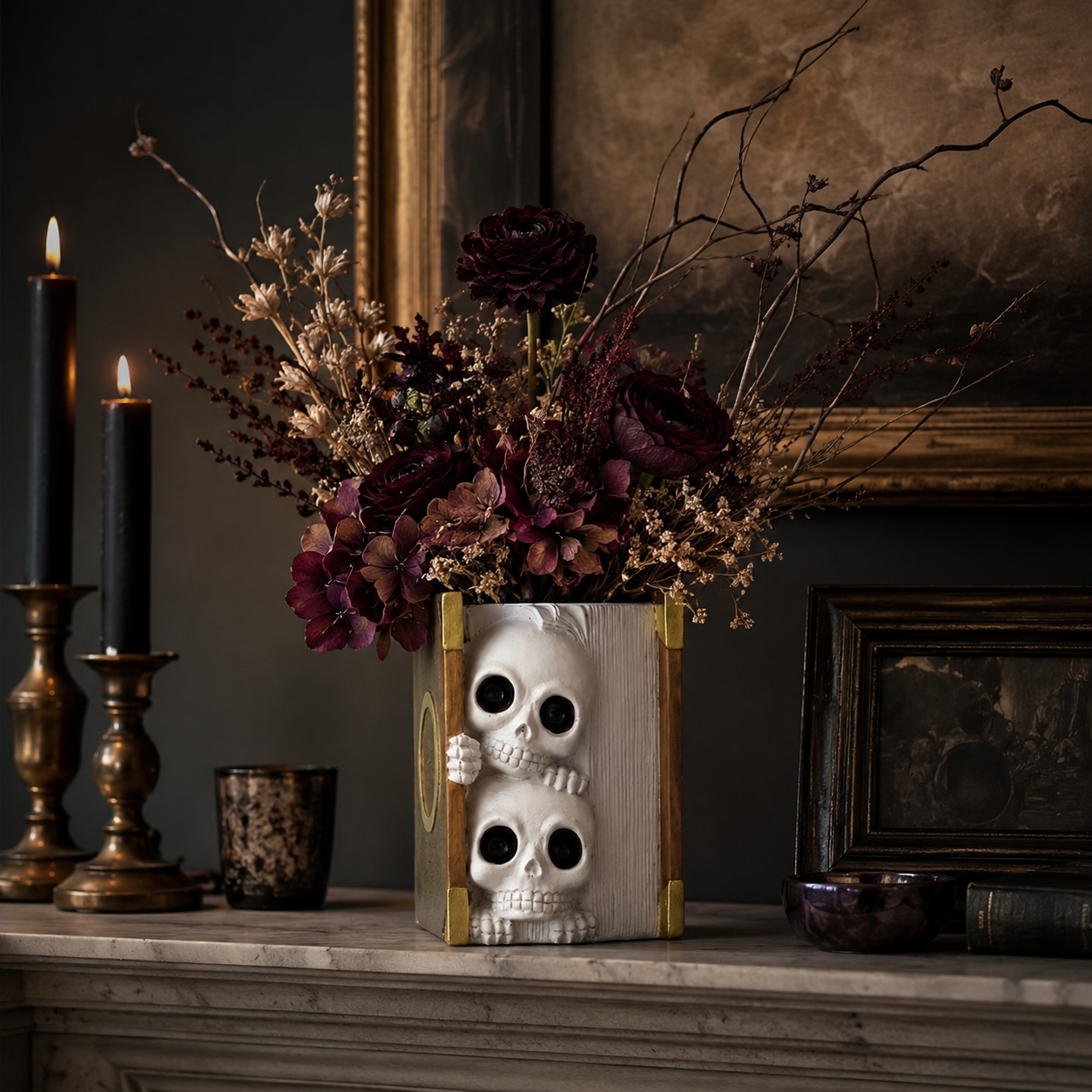 Peekaboo Skull Book Vase