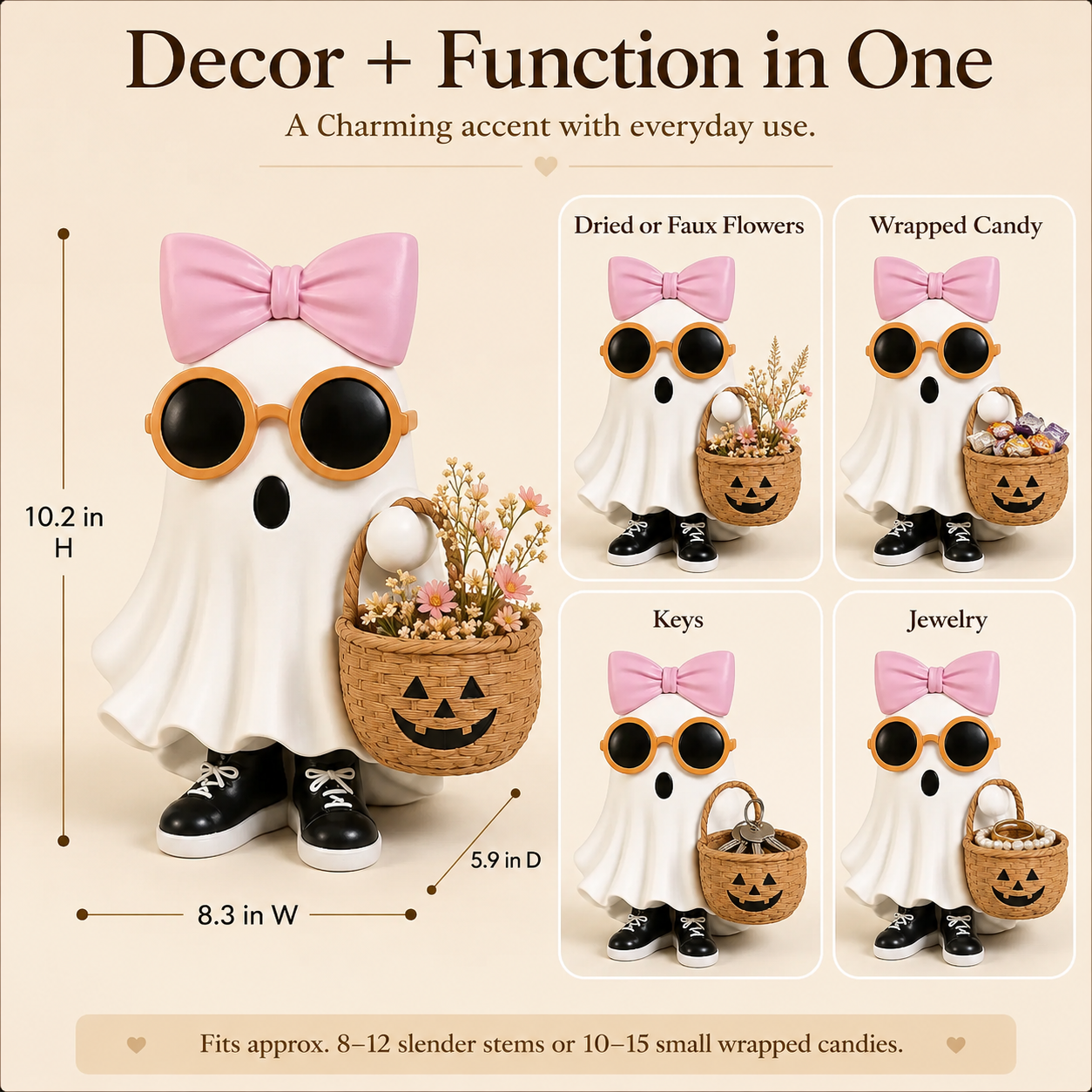 Bow Ghost Basket Decor