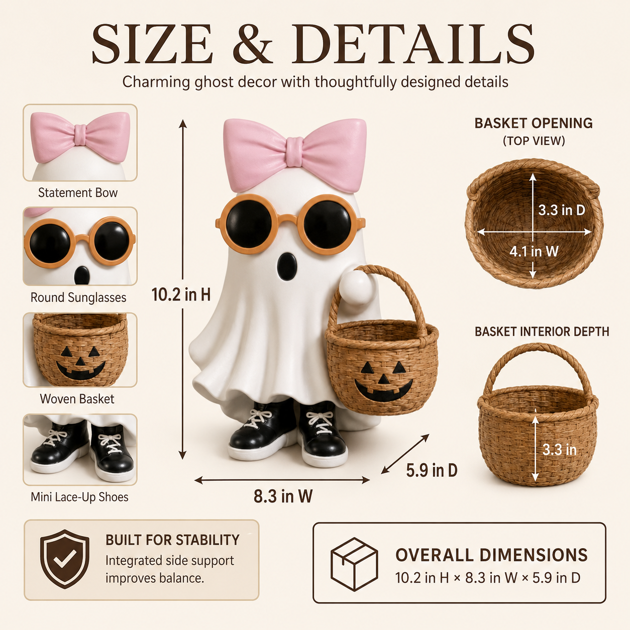 Bow Ghost Basket Decor