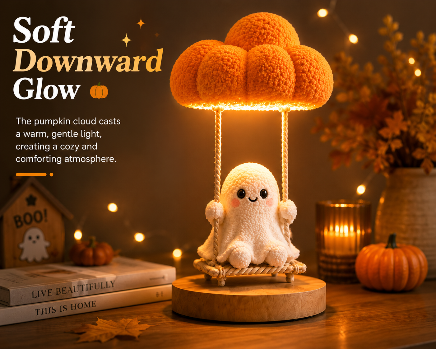 Pumpkin Cloud Ghost Swing Lamp