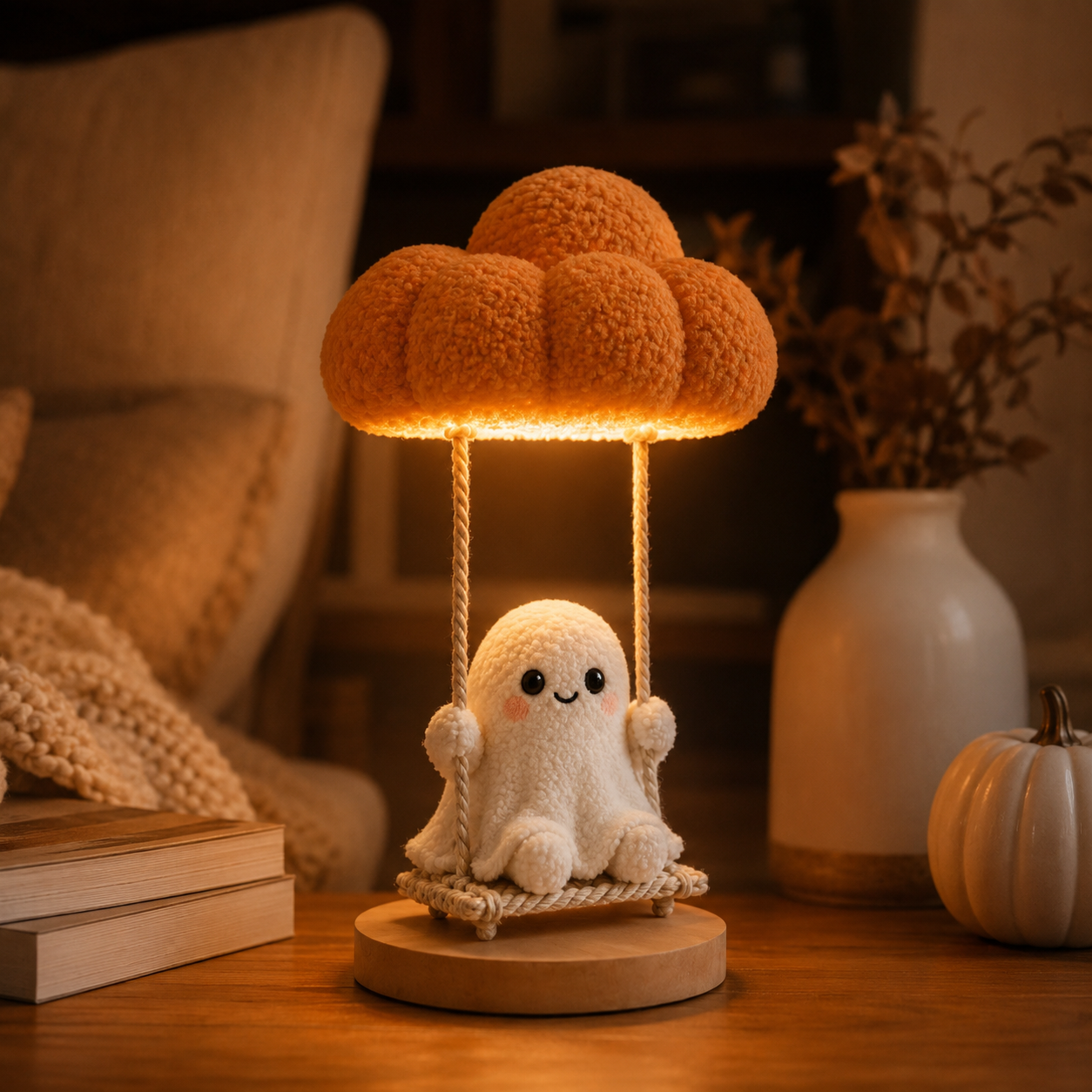 Pumpkin Cloud Ghost Swing Lamp