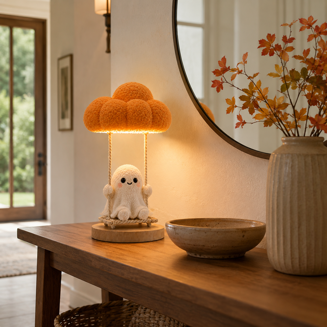 Pumpkin Cloud Ghost Swing Lamp