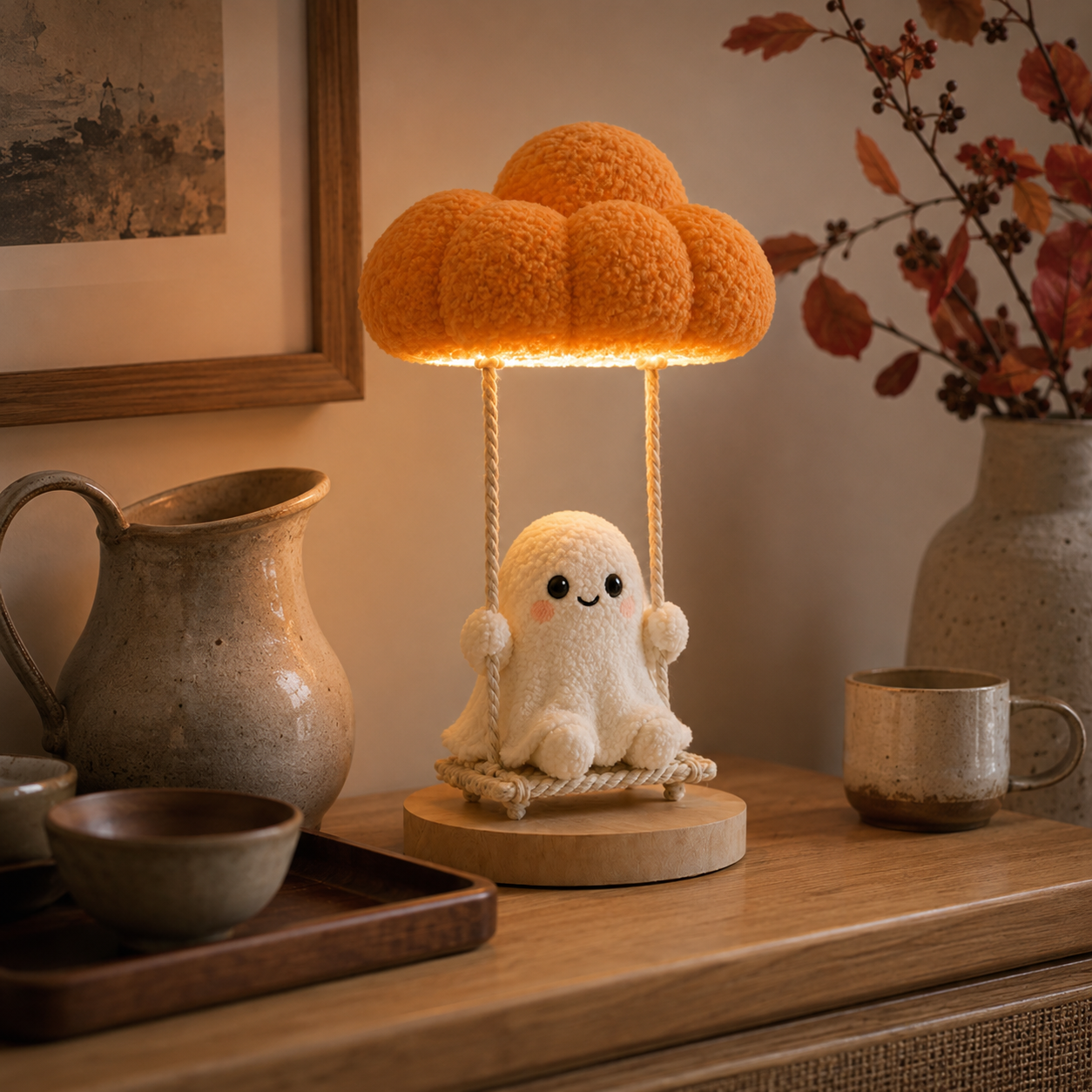 Pumpkin Cloud Ghost Swing Lamp