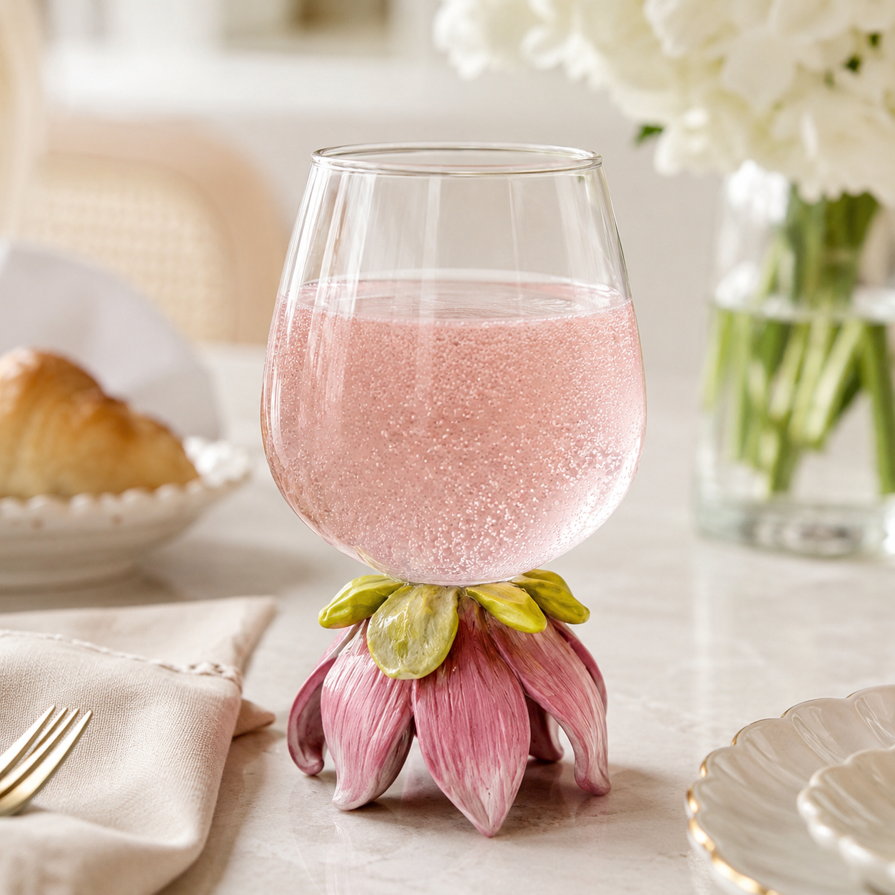 Magnolia Blossom Wine Glass