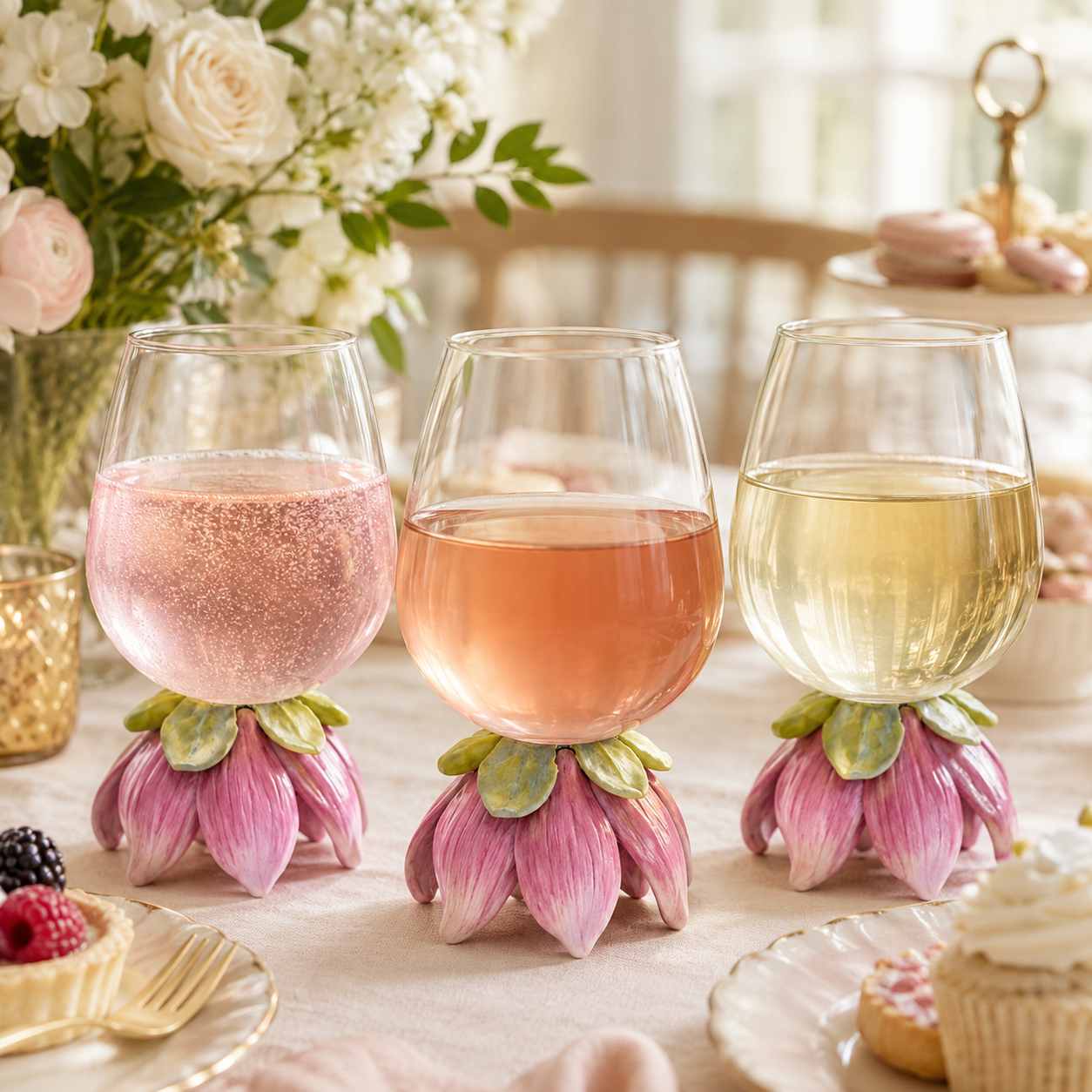 Magnolia Blossom Wine Glass