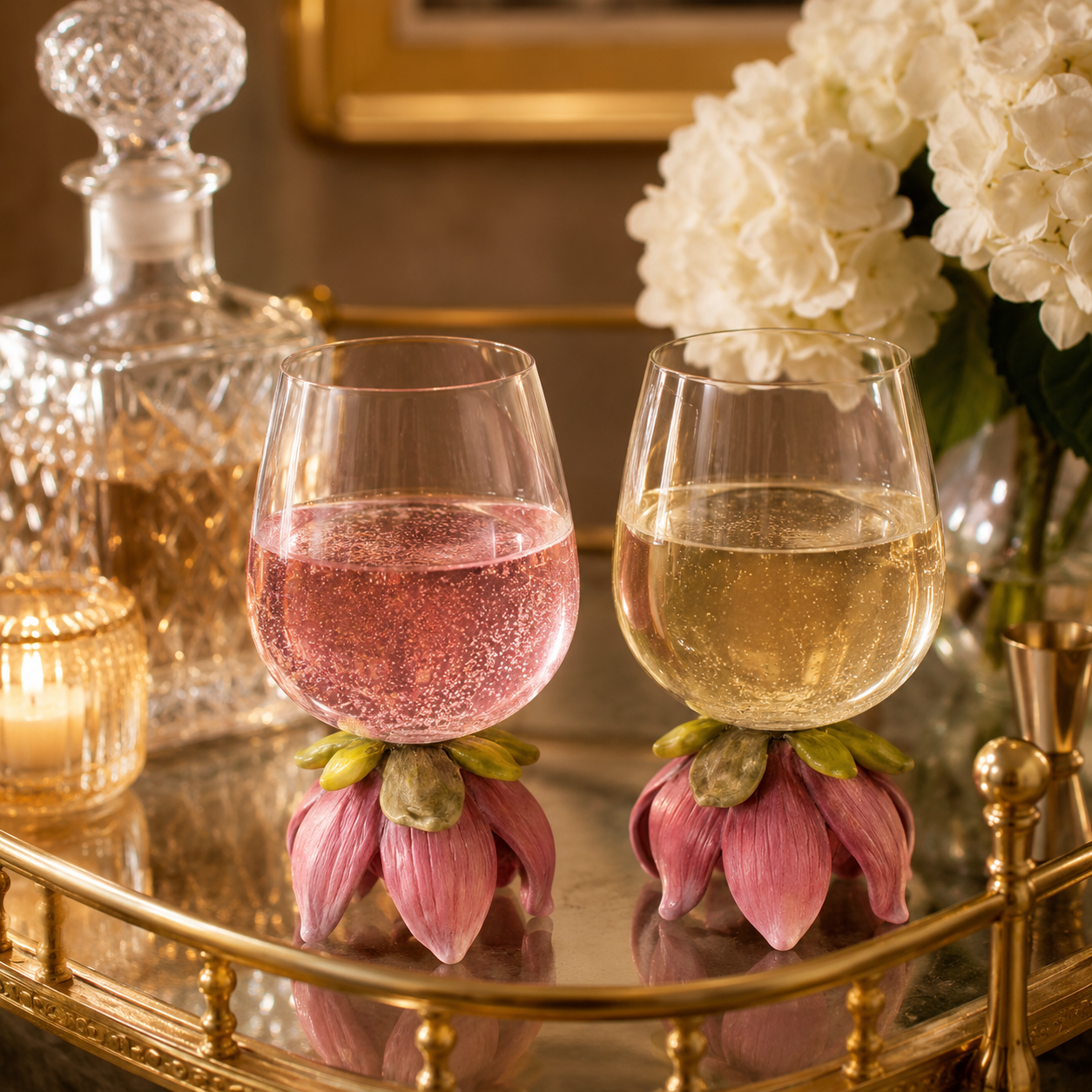 Magnolia Blossom Wine Glass