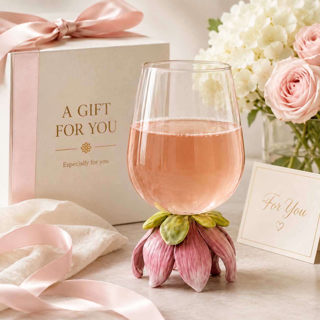 Magnolia Blossom Wine Glass