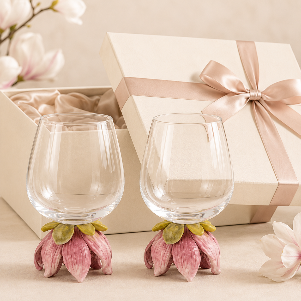 Magnolia Blossom Wine Glass