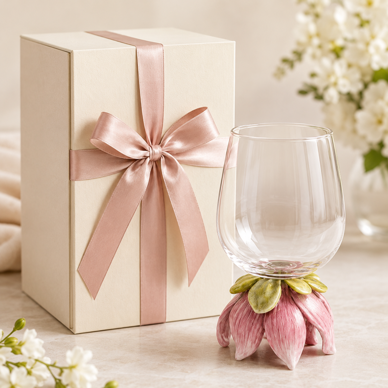 Magnolia Blossom Wine Glass