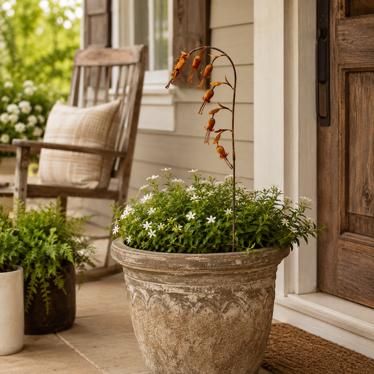 Rusty Bellflower Metal Garden Stake