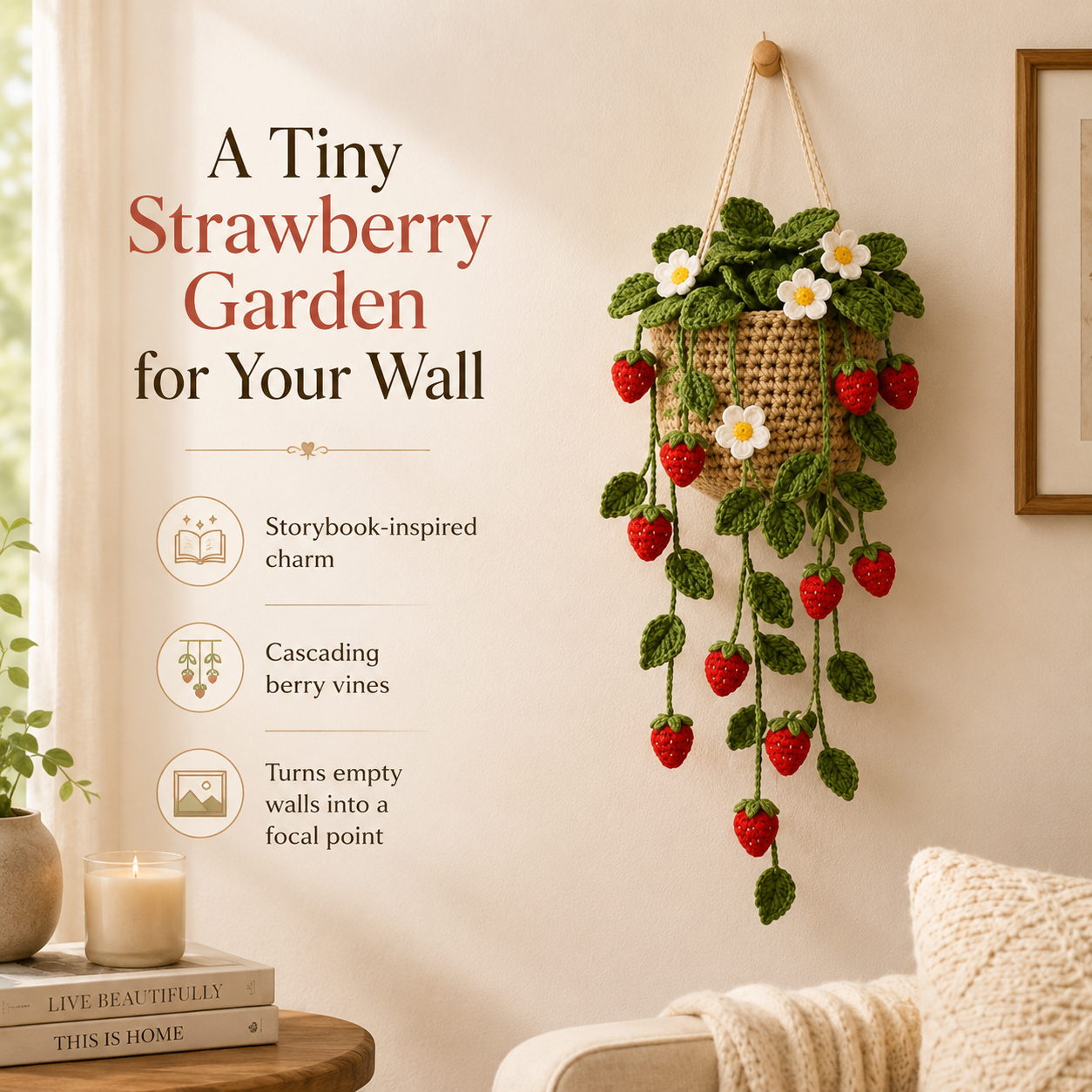 Crochet Strawberry Hanging Garden