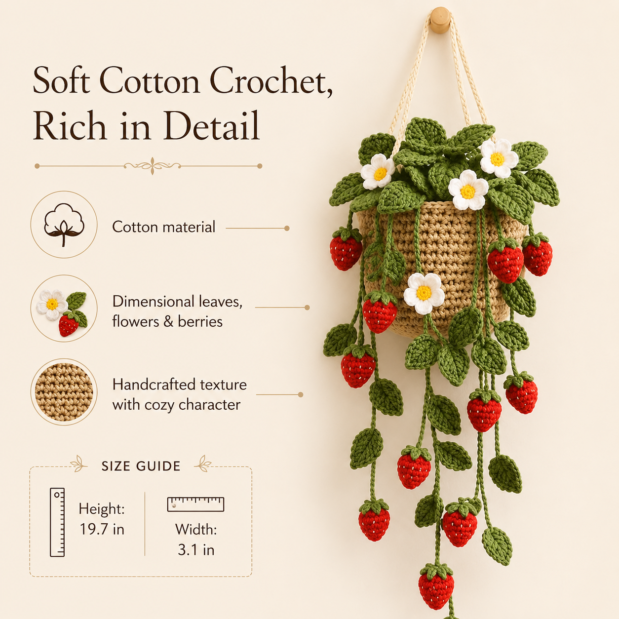 Crochet Strawberry Hanging Garden