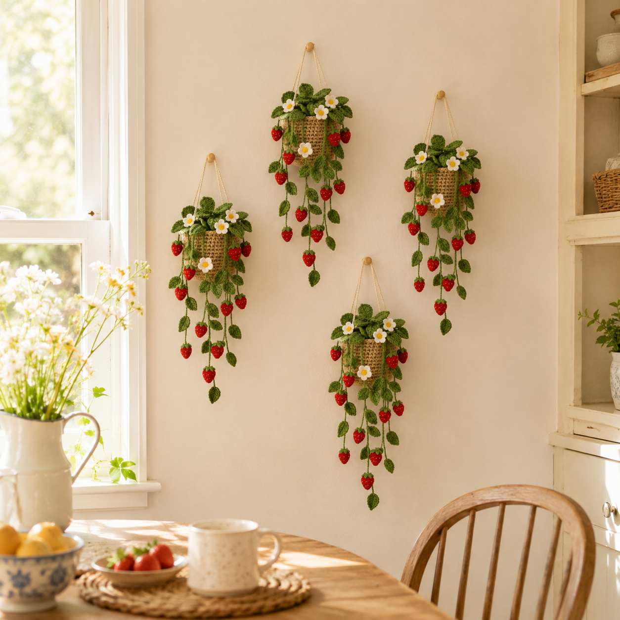 Crochet Strawberry Hanging Garden