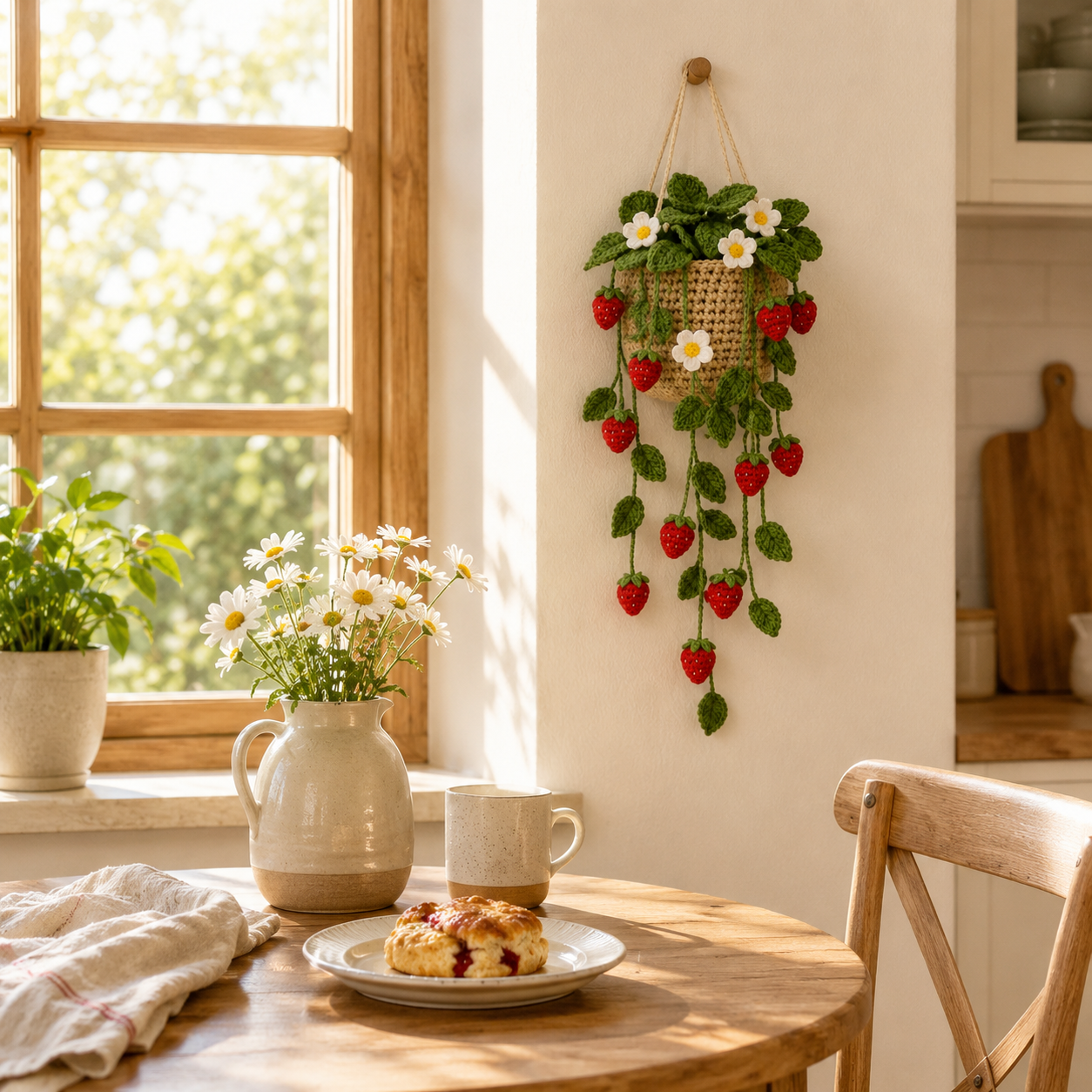 Crochet Strawberry Hanging Garden