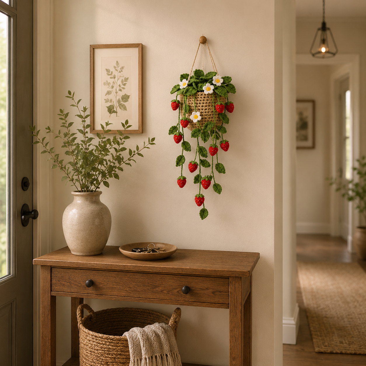 Crochet Strawberry Hanging Garden