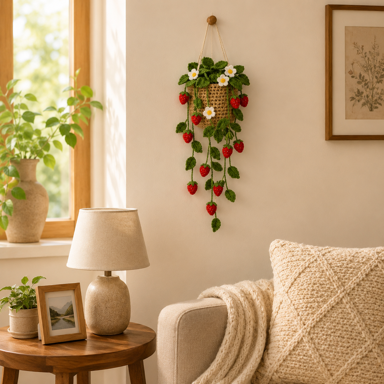 Crochet Strawberry Hanging Garden