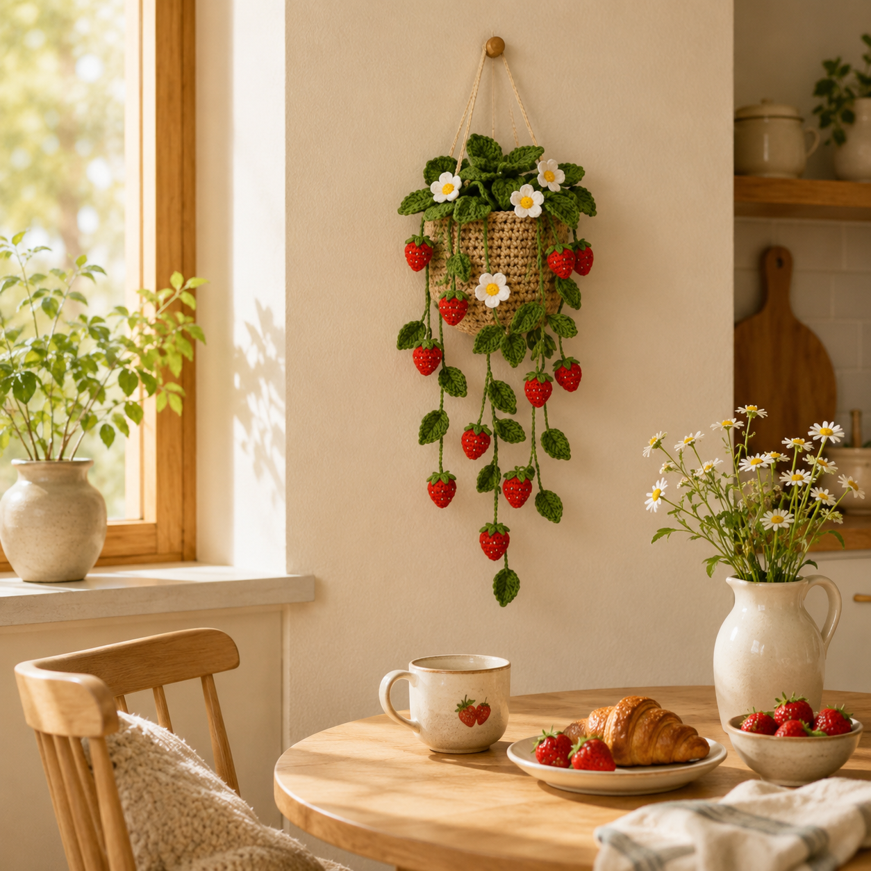 Crochet Strawberry Hanging Garden
