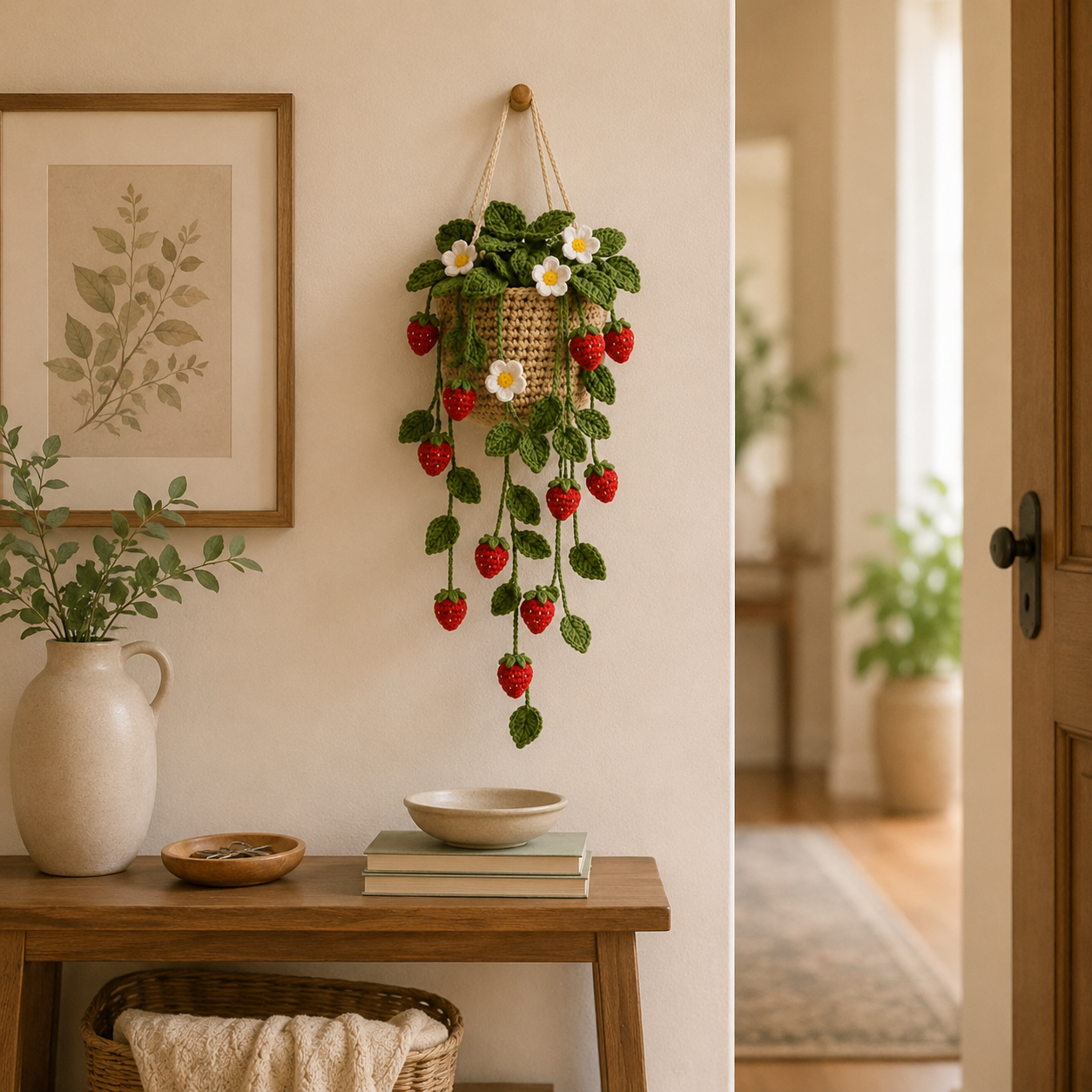 Crochet Strawberry Hanging Garden