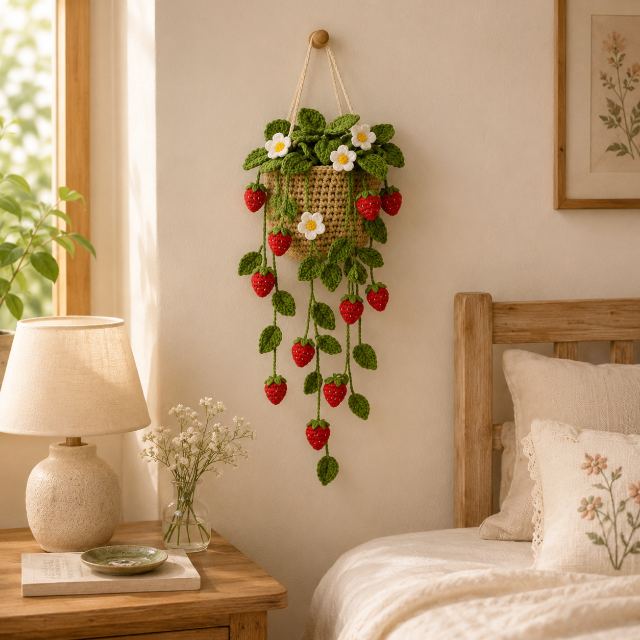 Crochet Strawberry Hanging Garden