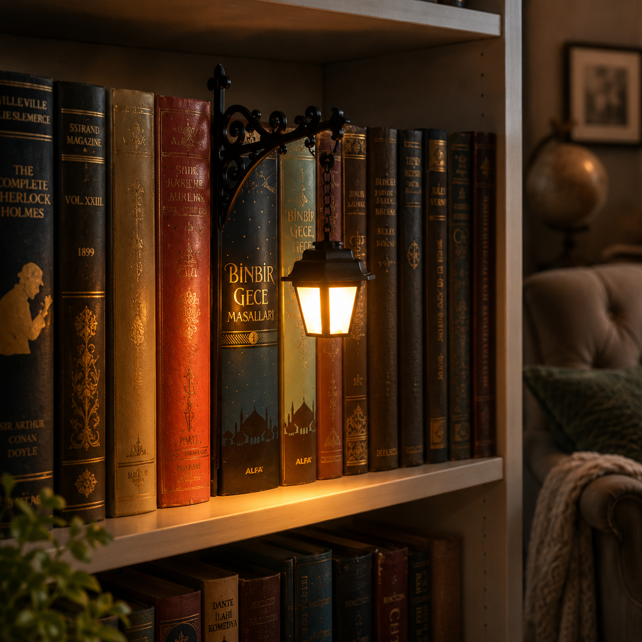 Vintage Streetlamp Bookshelf Light