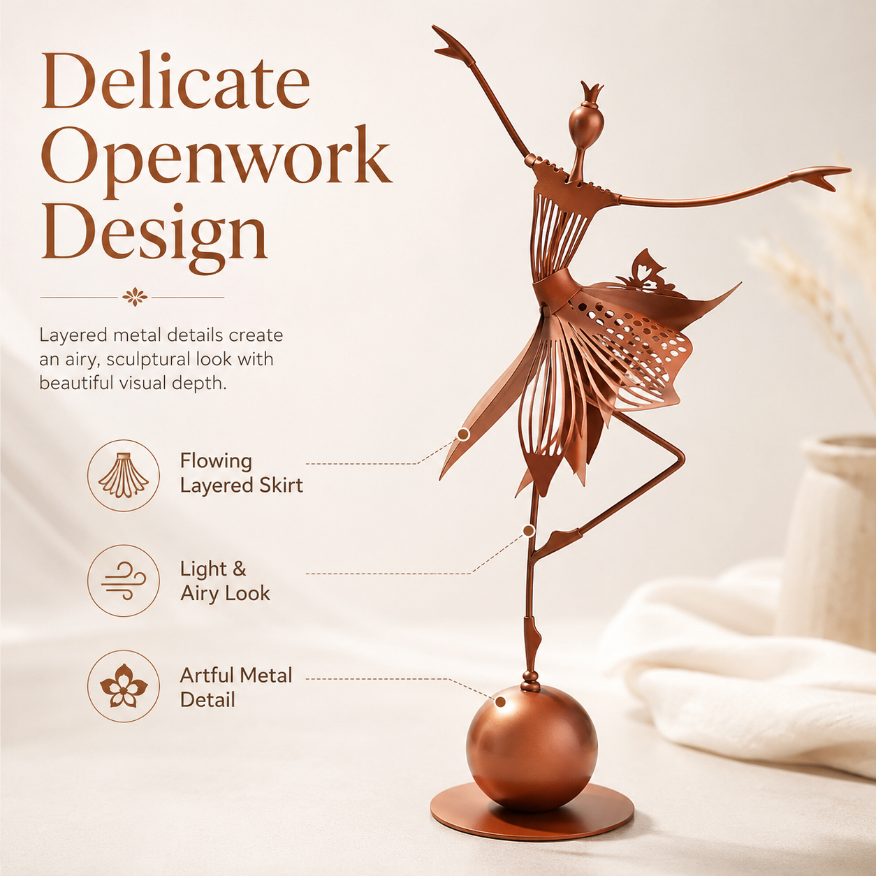 Graceful Balancing Dancer Metal Sculpture
