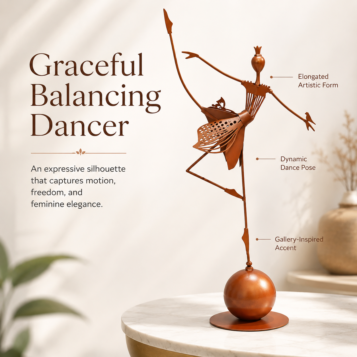 Graceful Balancing Dancer Metal Sculpture