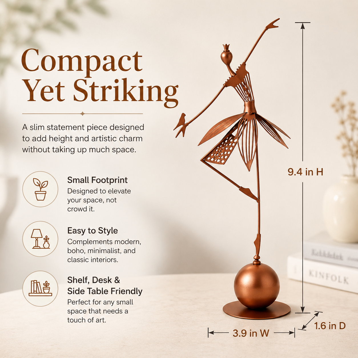 Graceful Balancing Dancer Metal Sculpture
