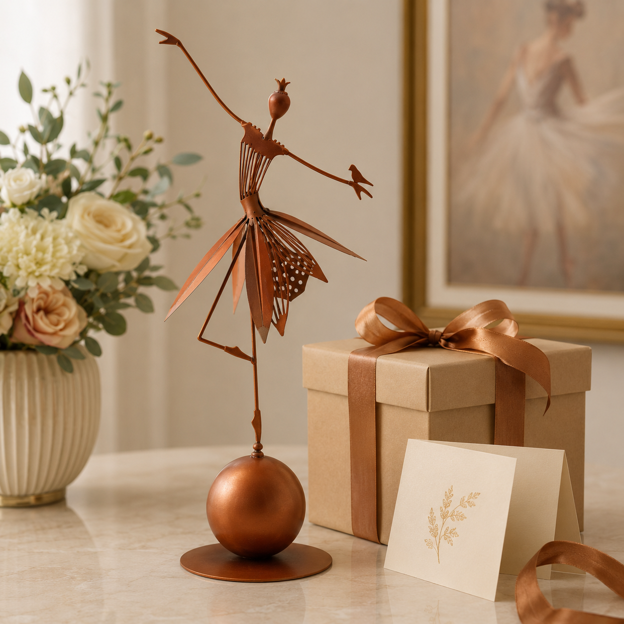 Graceful Balancing Dancer Metal Sculpture
