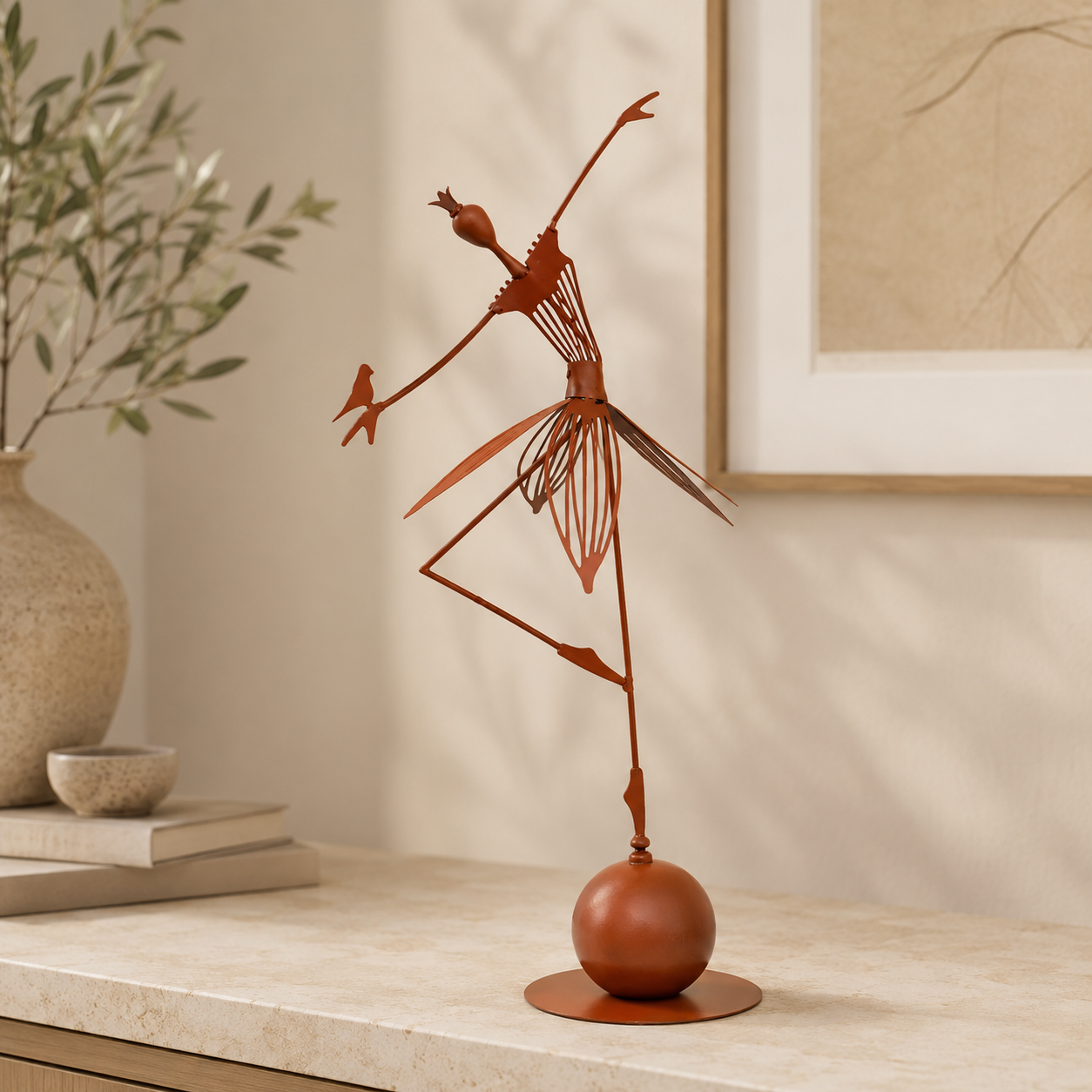 Graceful Balancing Dancer Metal Sculpture