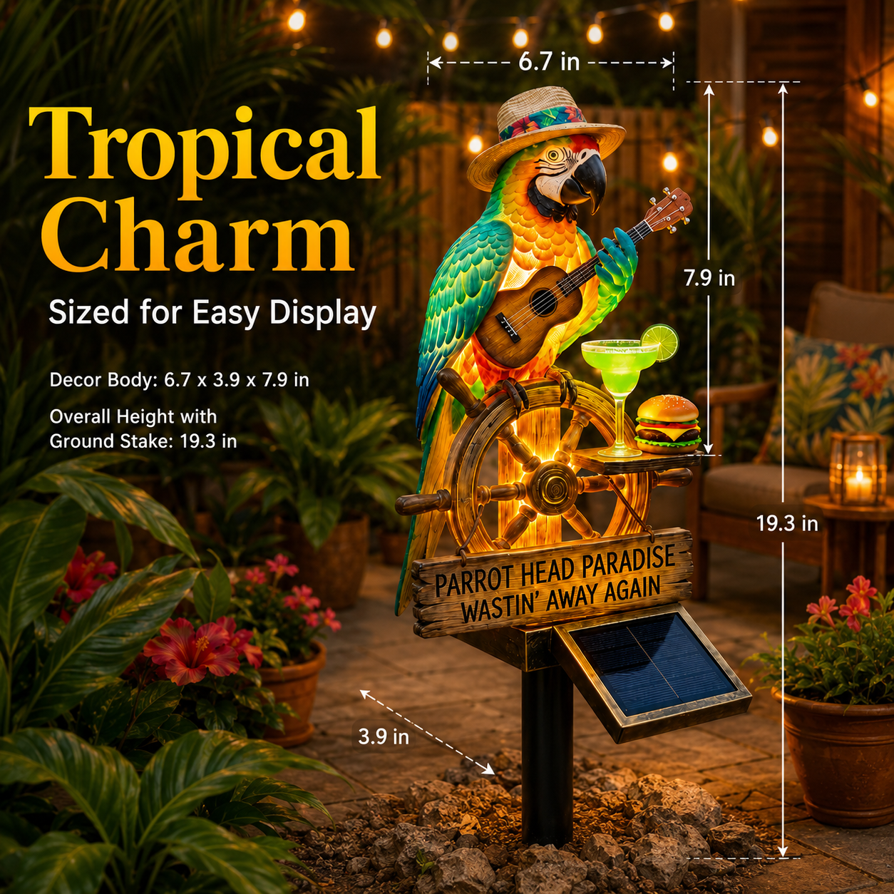 Parrot Paradise Solar Garden Stake