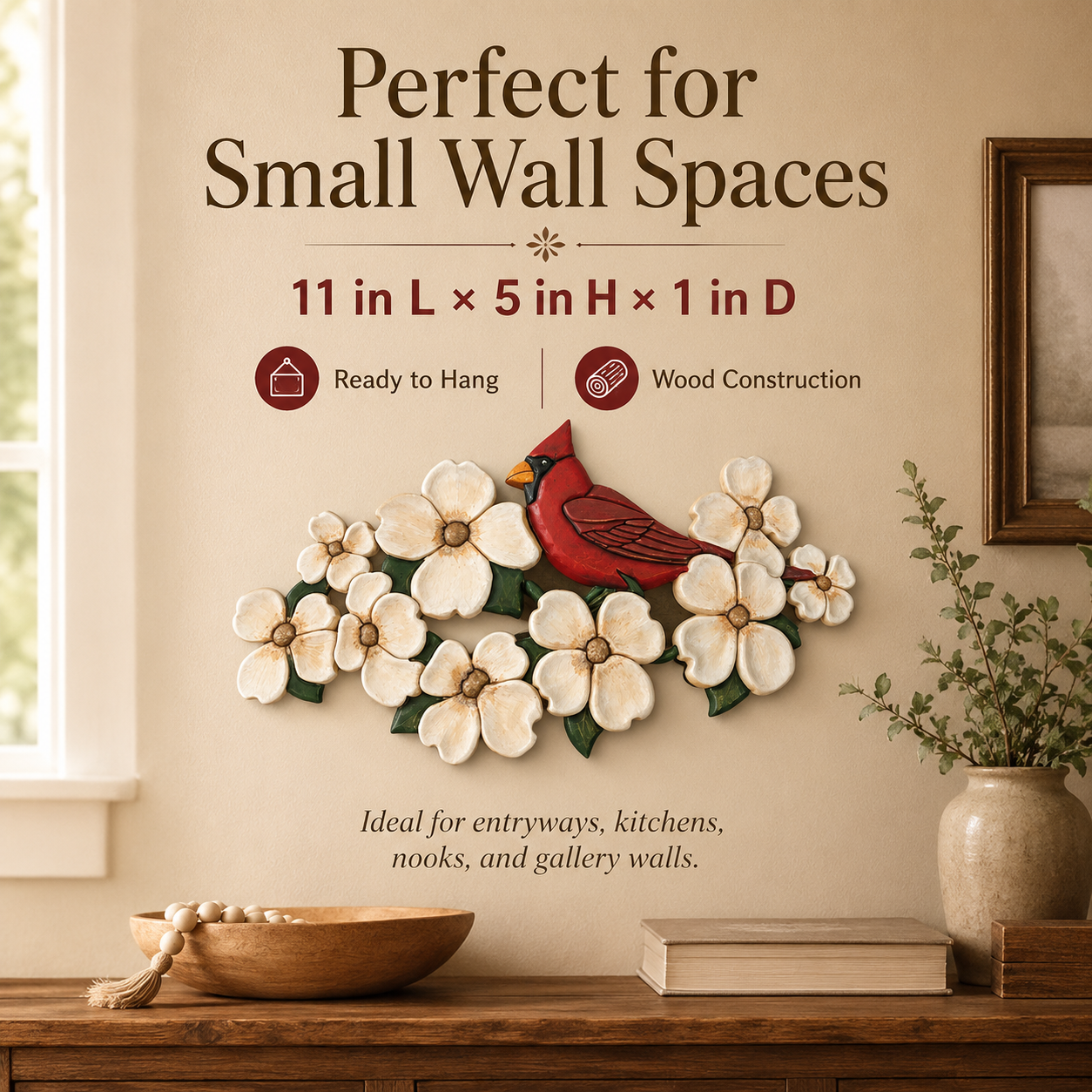 Blessings in Bloom Cardinal Wooden Wall Art