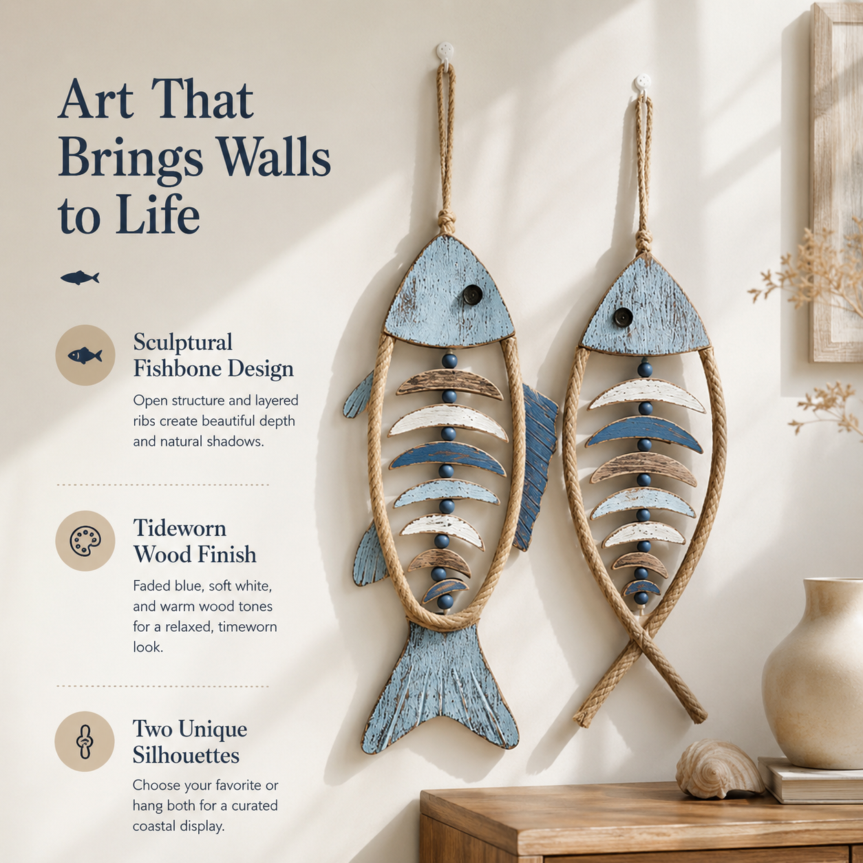 Harbor Relic Wooden Fishbone Wall Decor