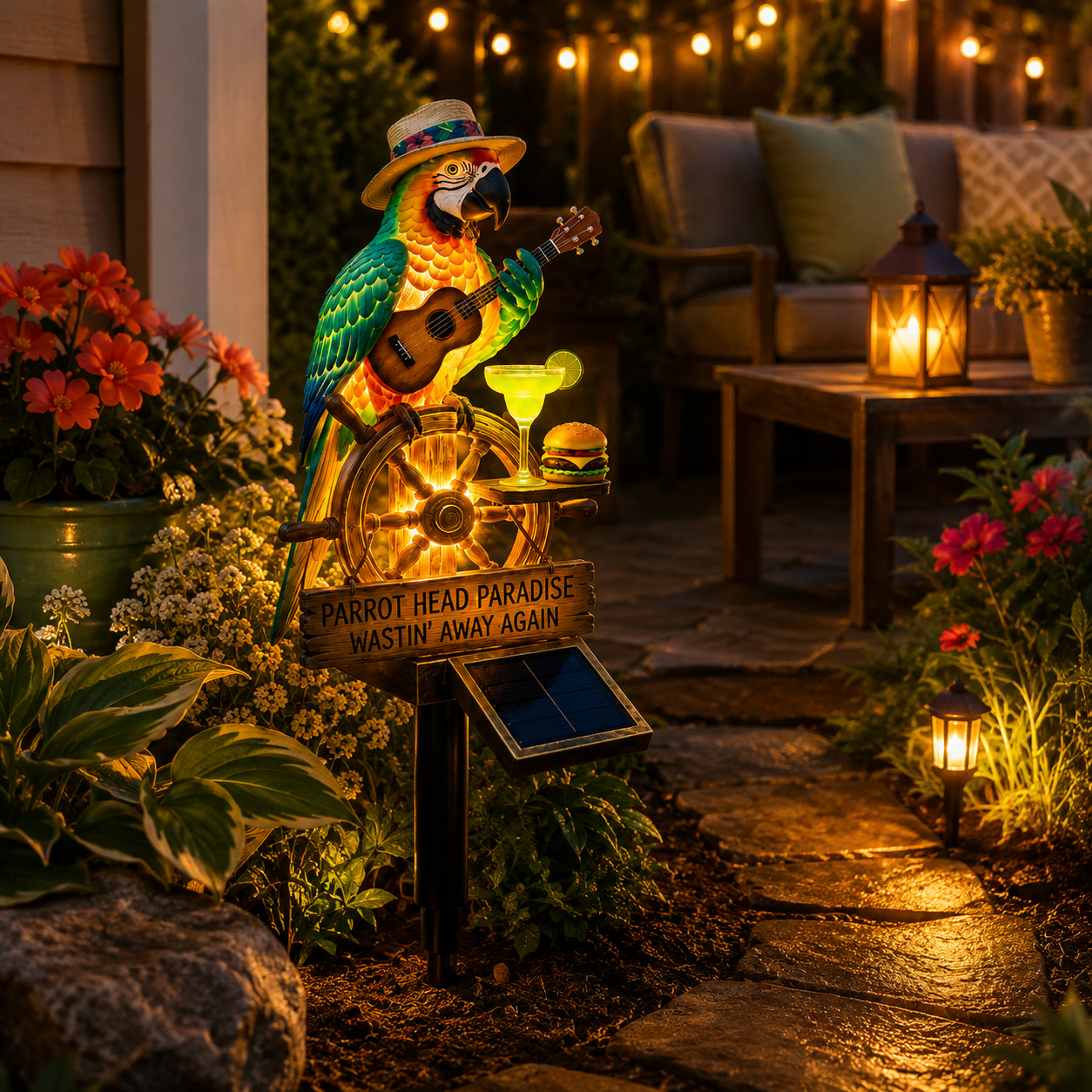 Parrot Paradise Solar Garden Stake