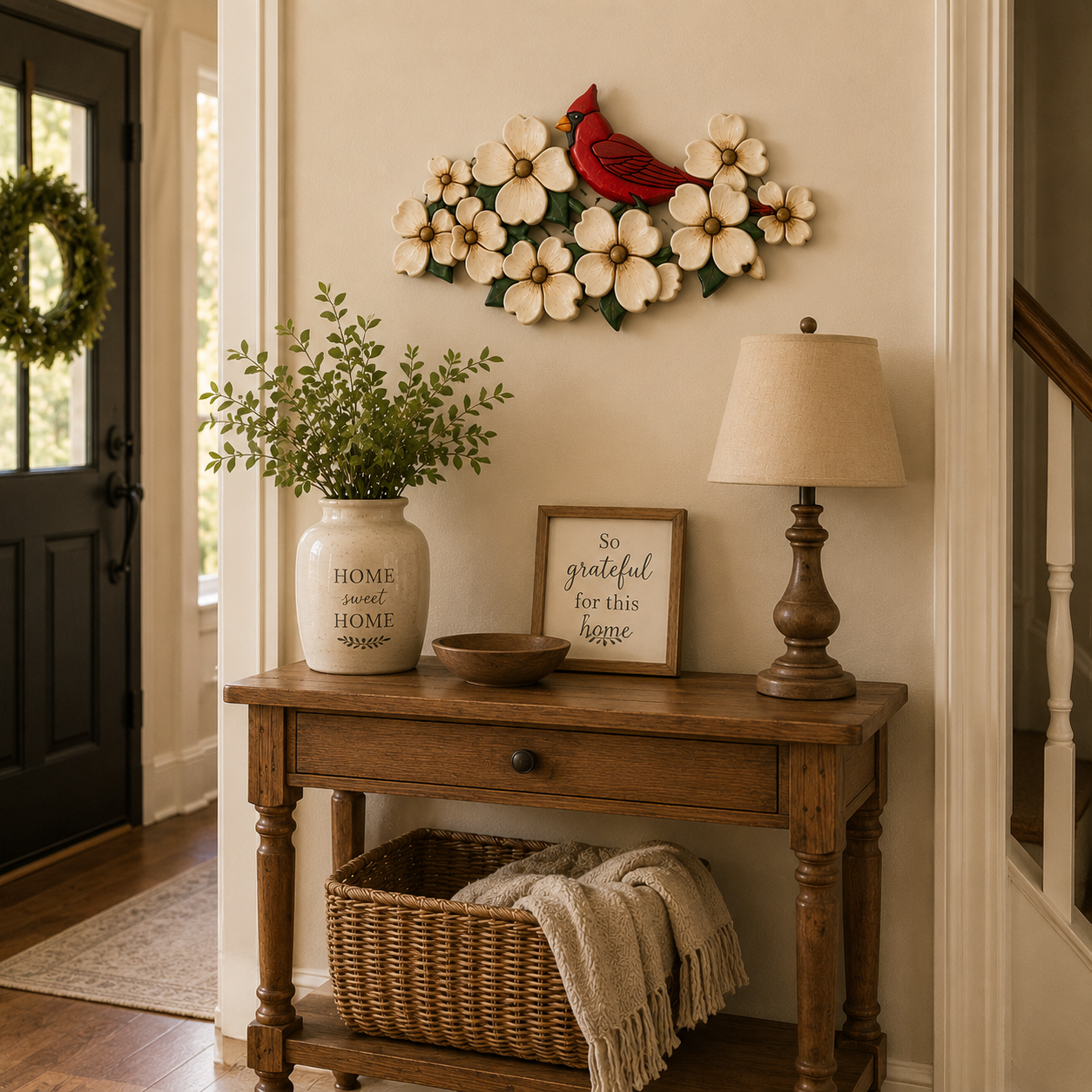 Blessings in Bloom Cardinal Wooden Wall Art