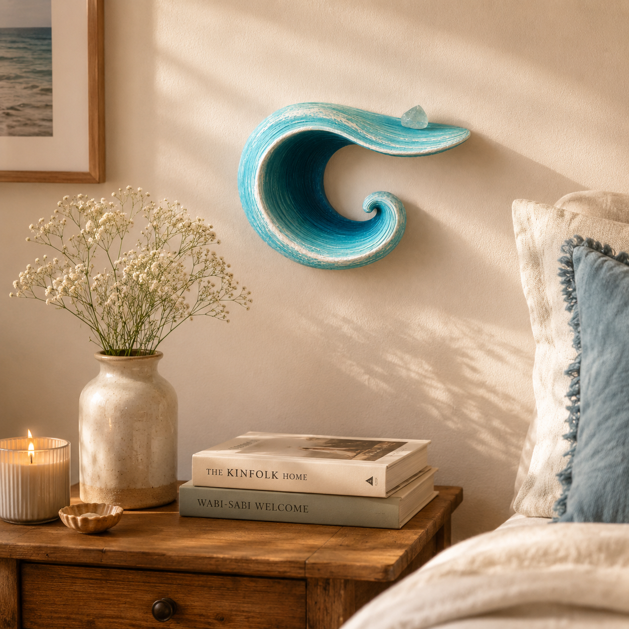Sculptural Ocean Wave Floating Shelf