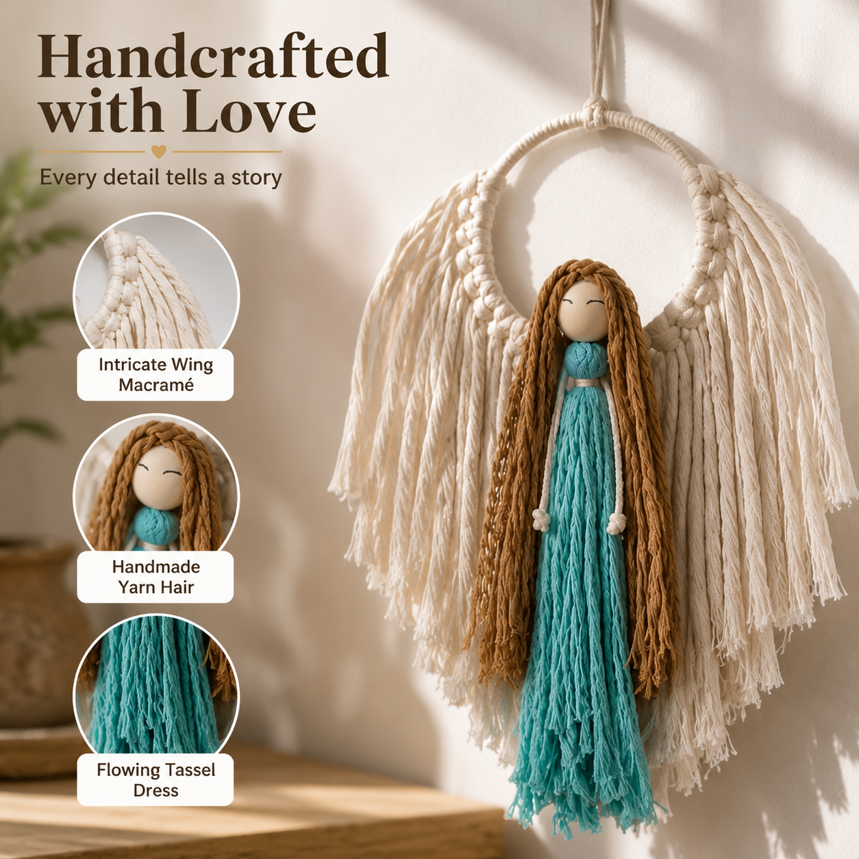 Macrame Guardian Angel Wall Hanging