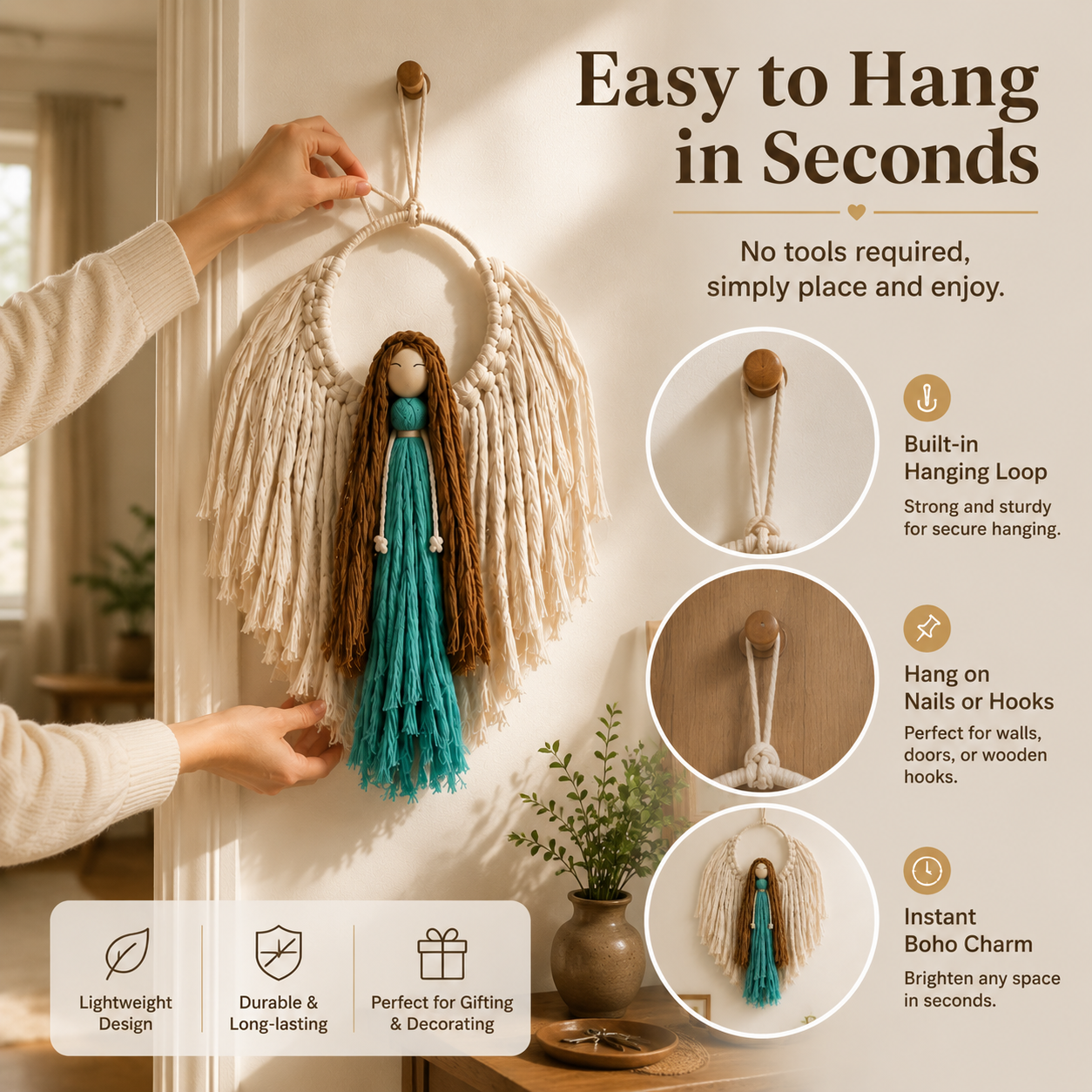 Macrame Guardian Angel Wall Hanging