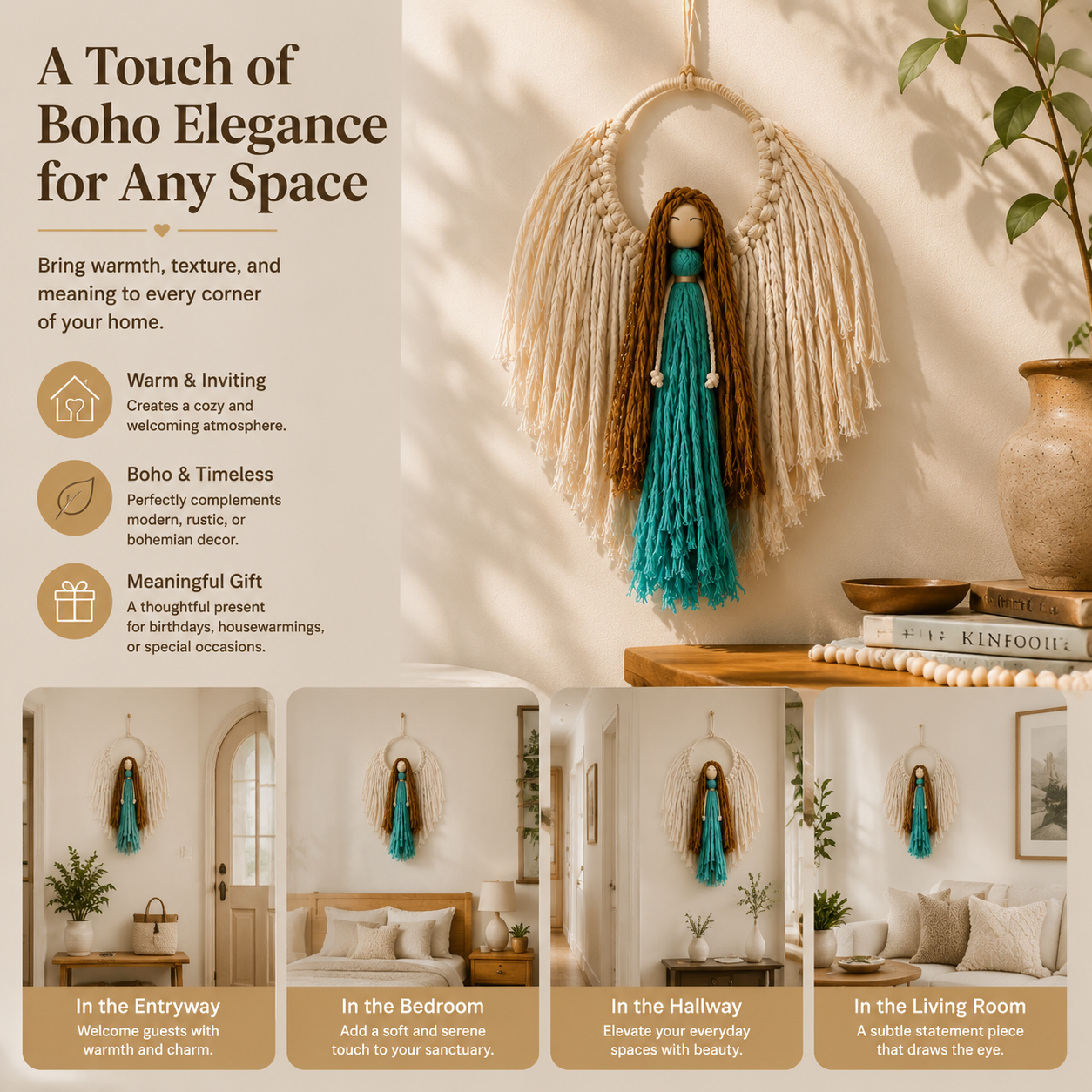 Macrame Guardian Angel Wall Hanging