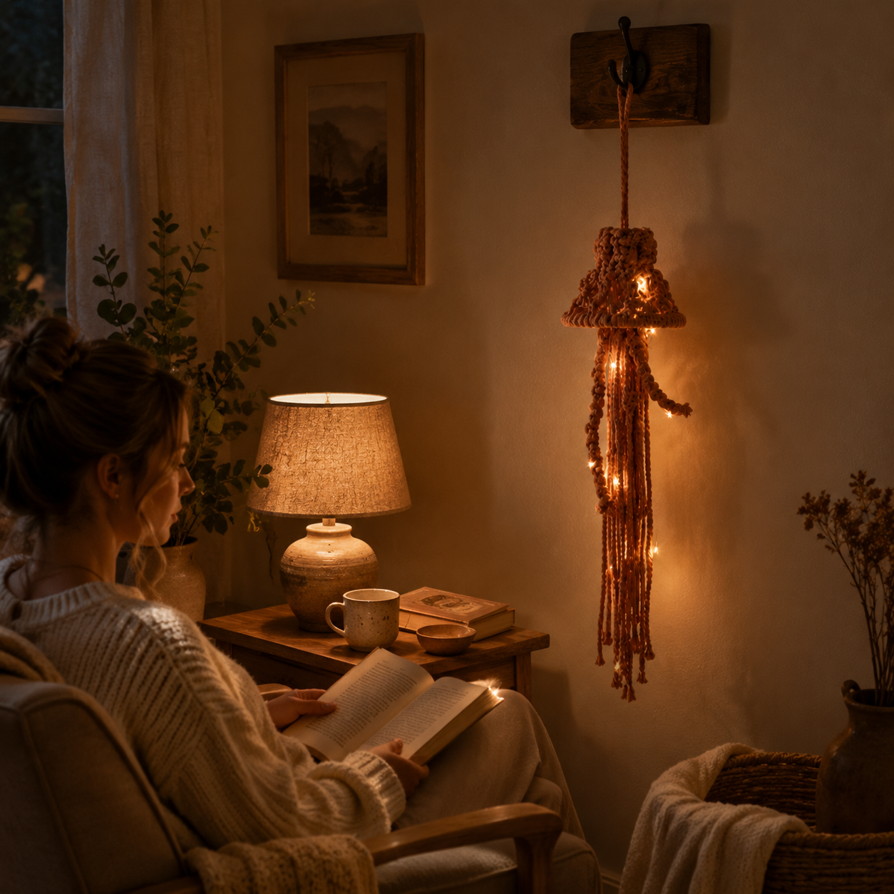 Lighted Woven Spirit Hanging Decor