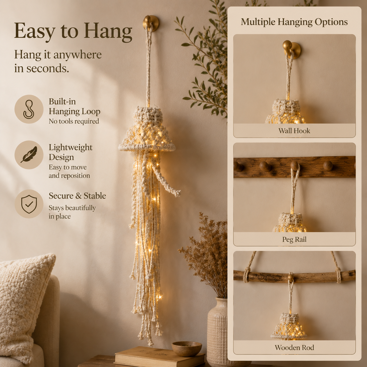 Lighted Woven Spirit Hanging Decor